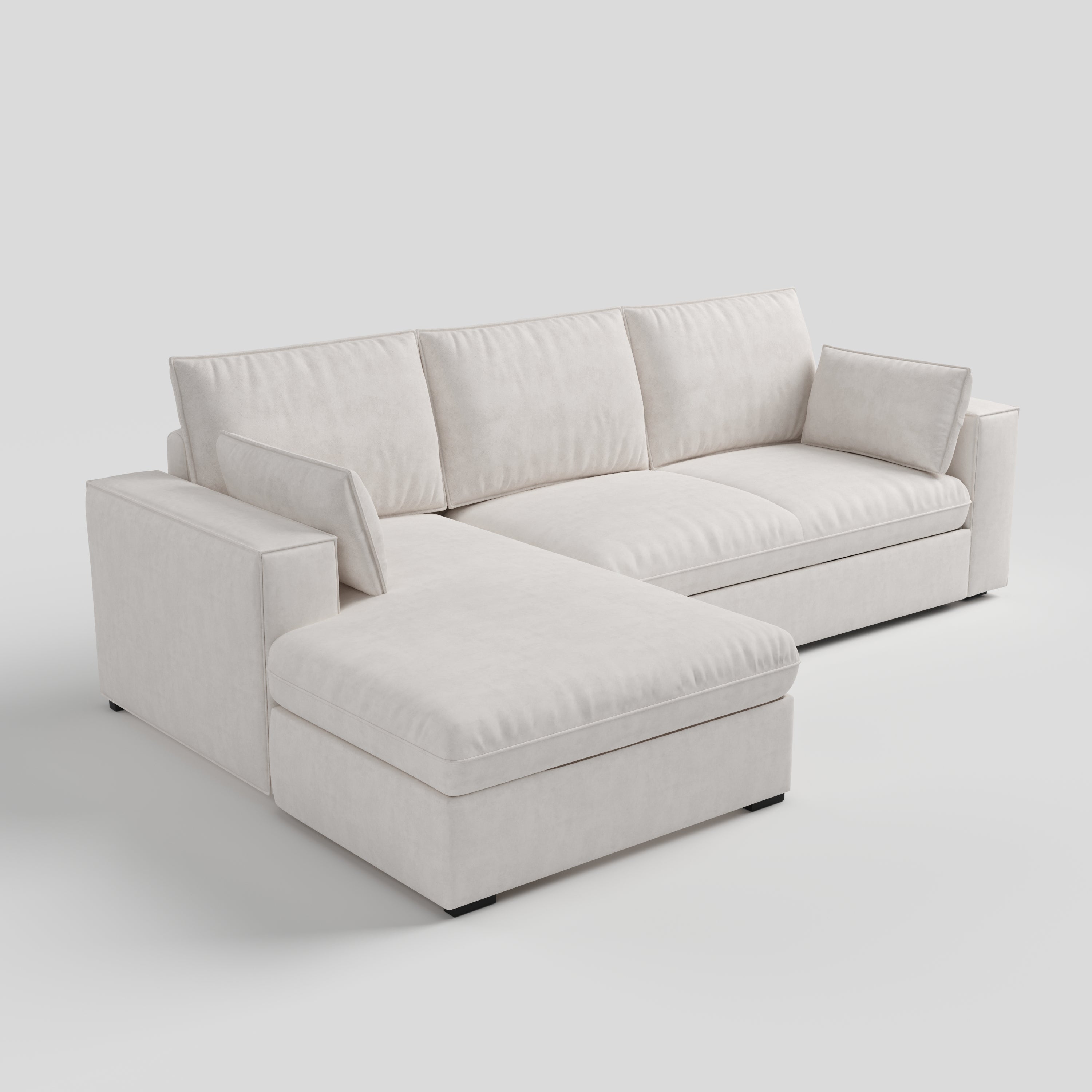 Cottonfy Creamy Tofu Block Pull Out Sofa Bed with Storage Guest Sleeper