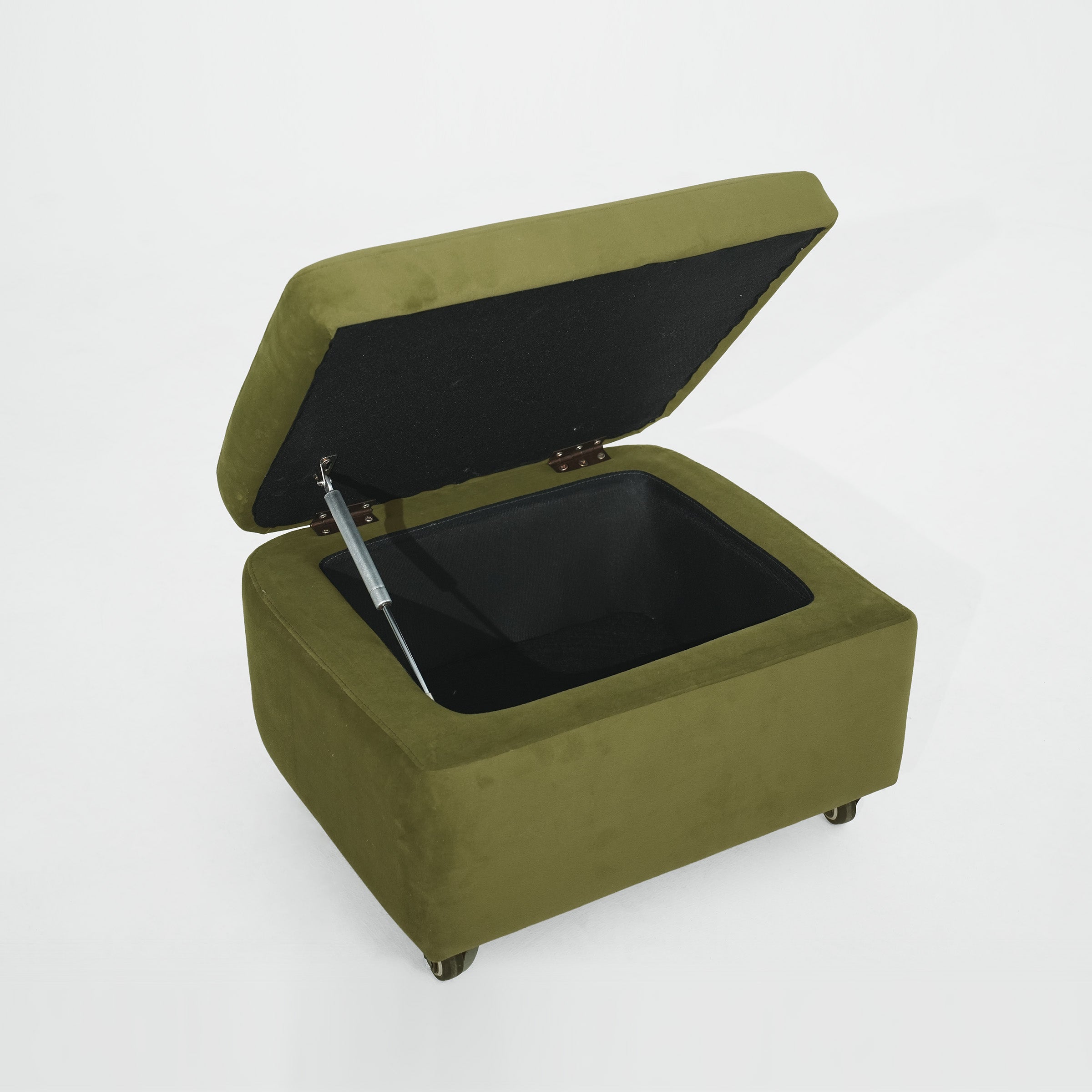 Plush Velvet Snuggler Chair with Hidden Storage Footstool