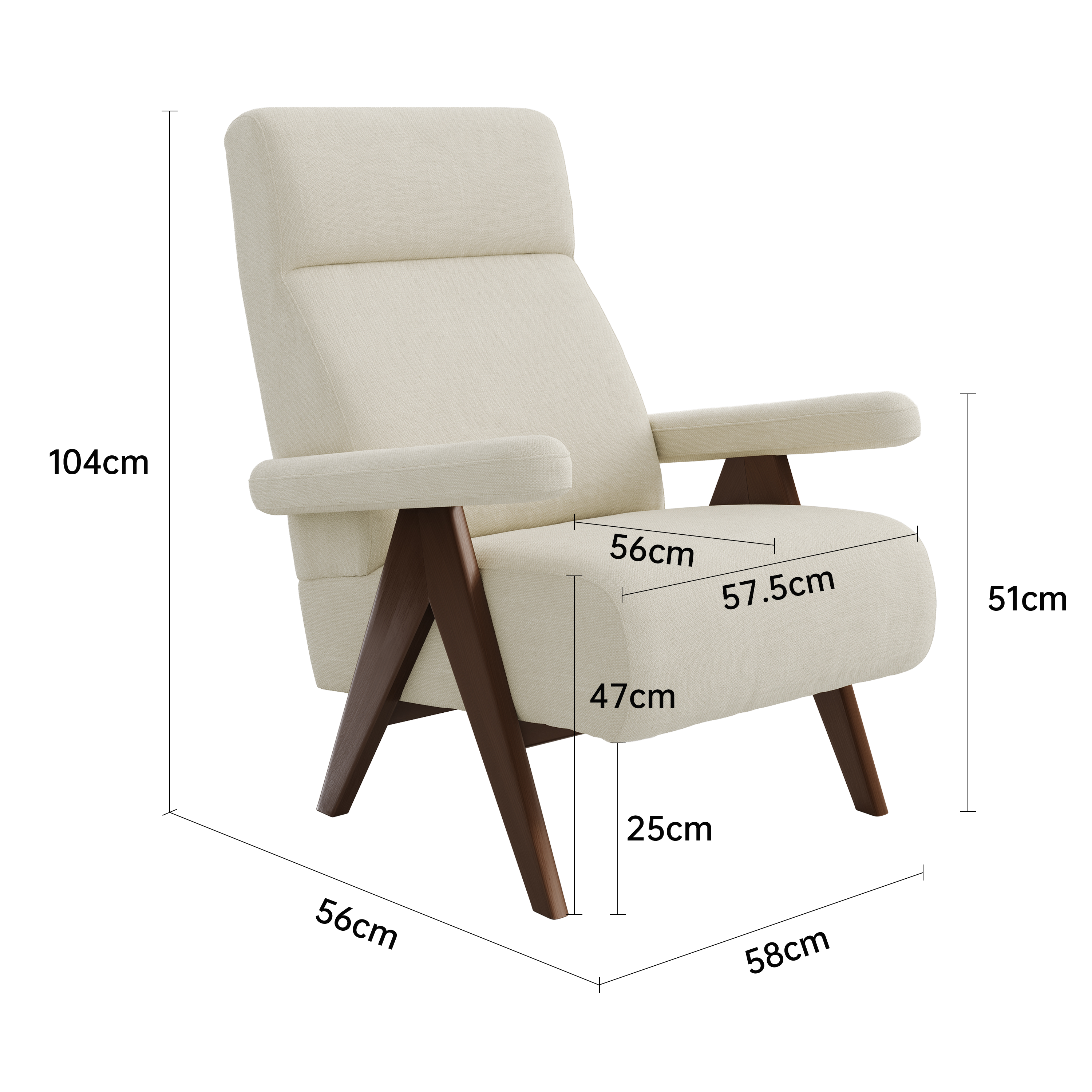 High Back Lounge Chair with Wooden Frame