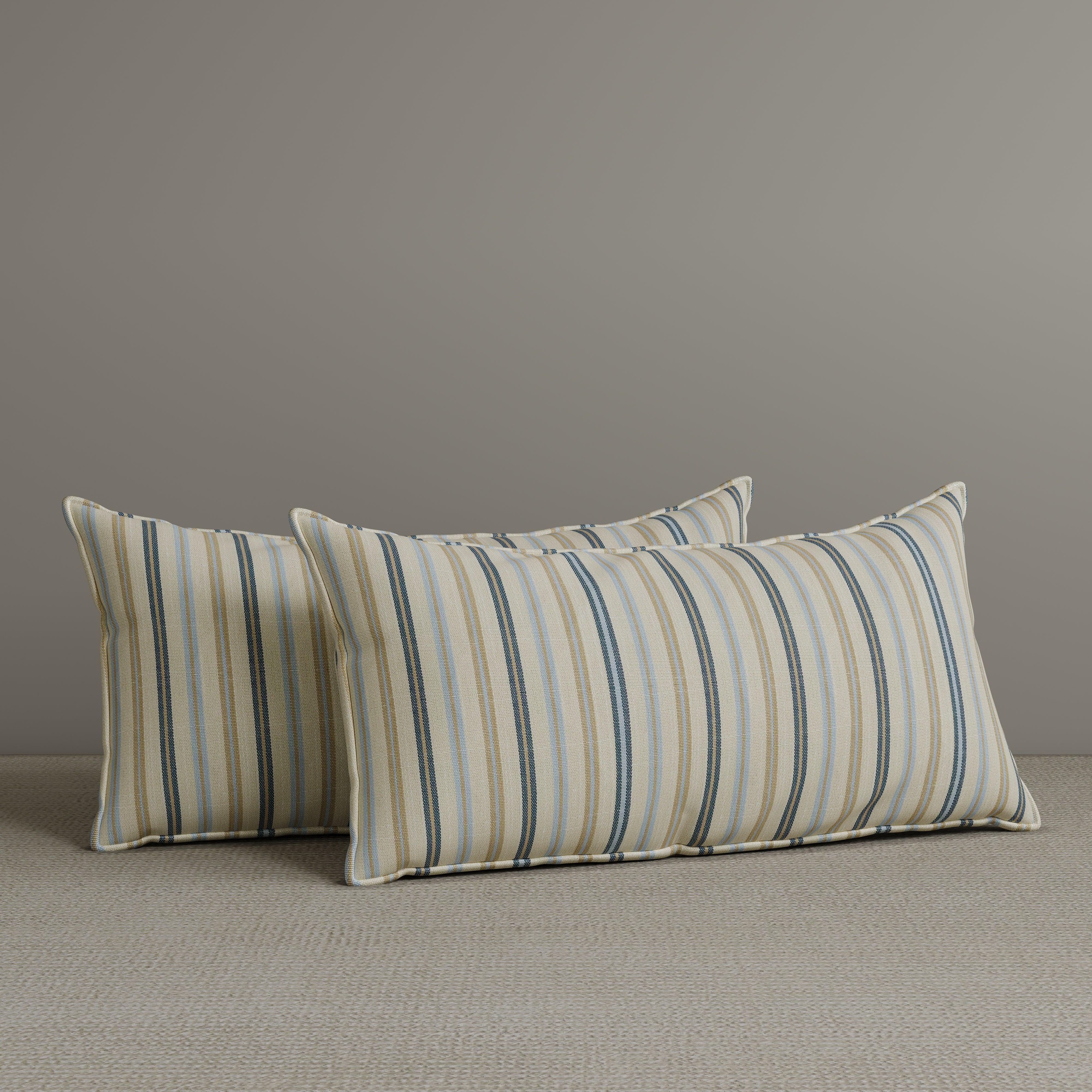 Exclusive Waist Cushion in Light Blue Striped Cotton Linen, 56*27*12 CM