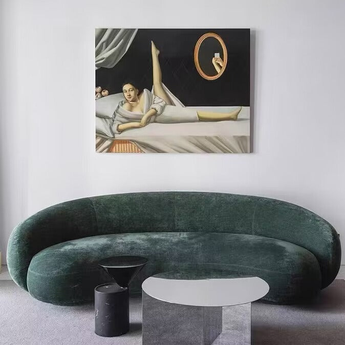 Moon Velvet Curved Sofa