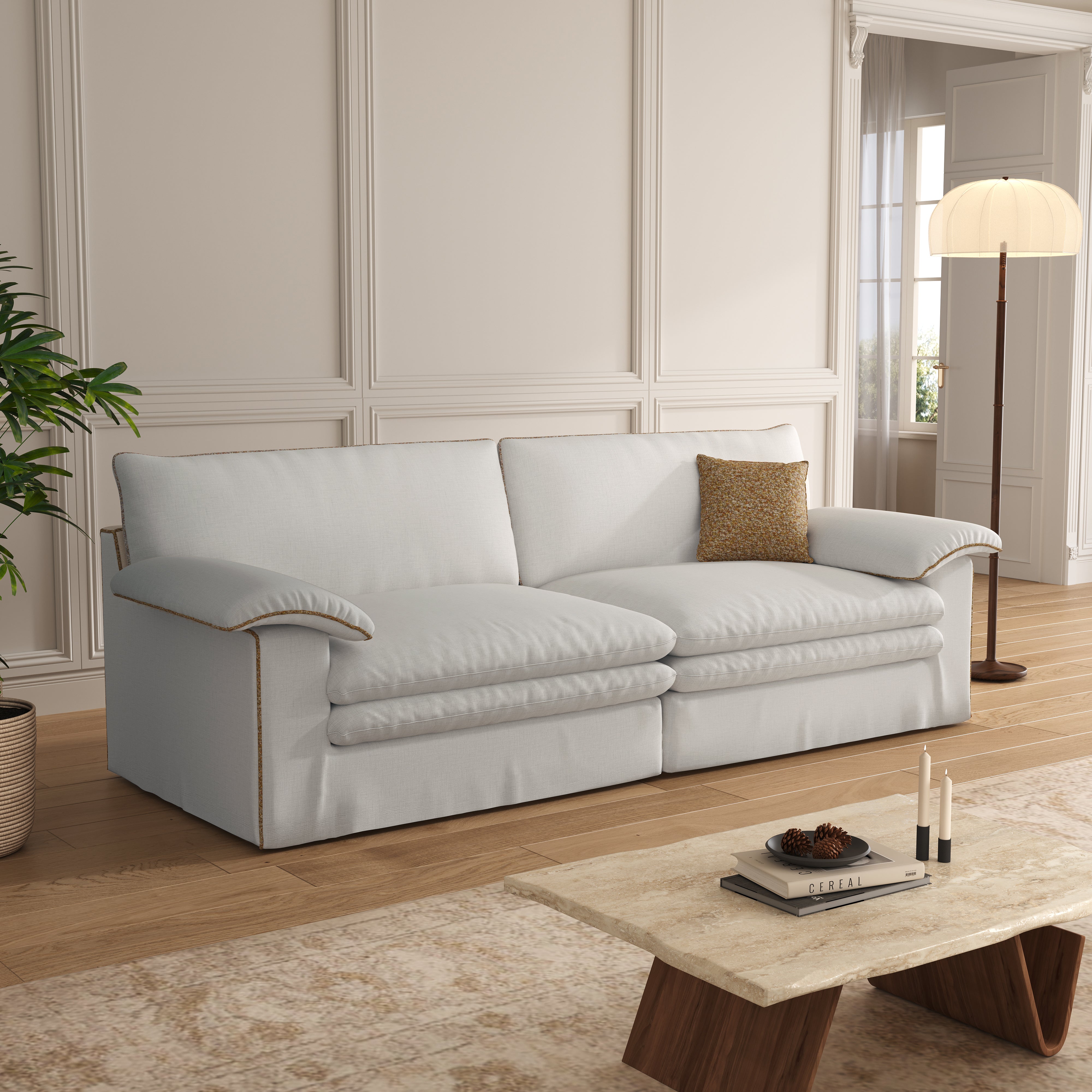 Stylish Lambswool Sofa with Detachable Design