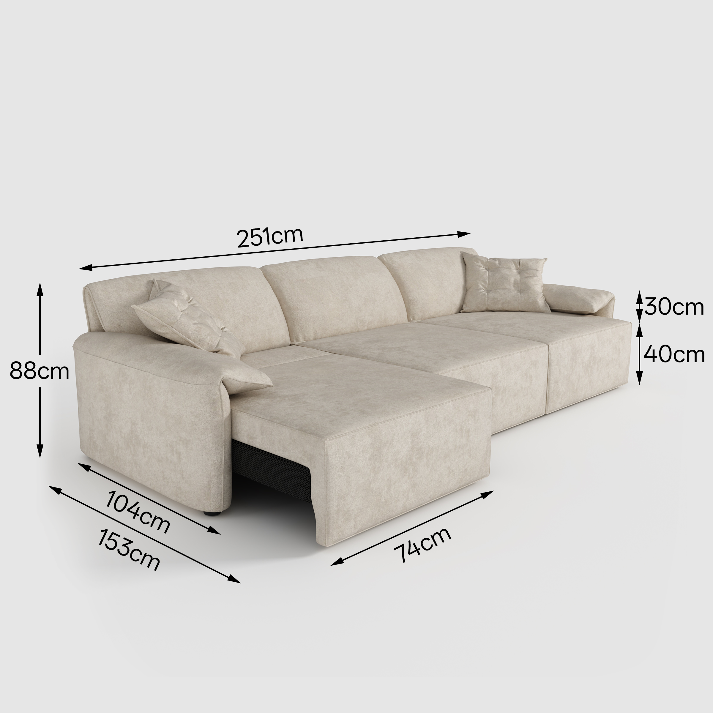 Convenient Remote Control Modular Chaise Sofa Bed