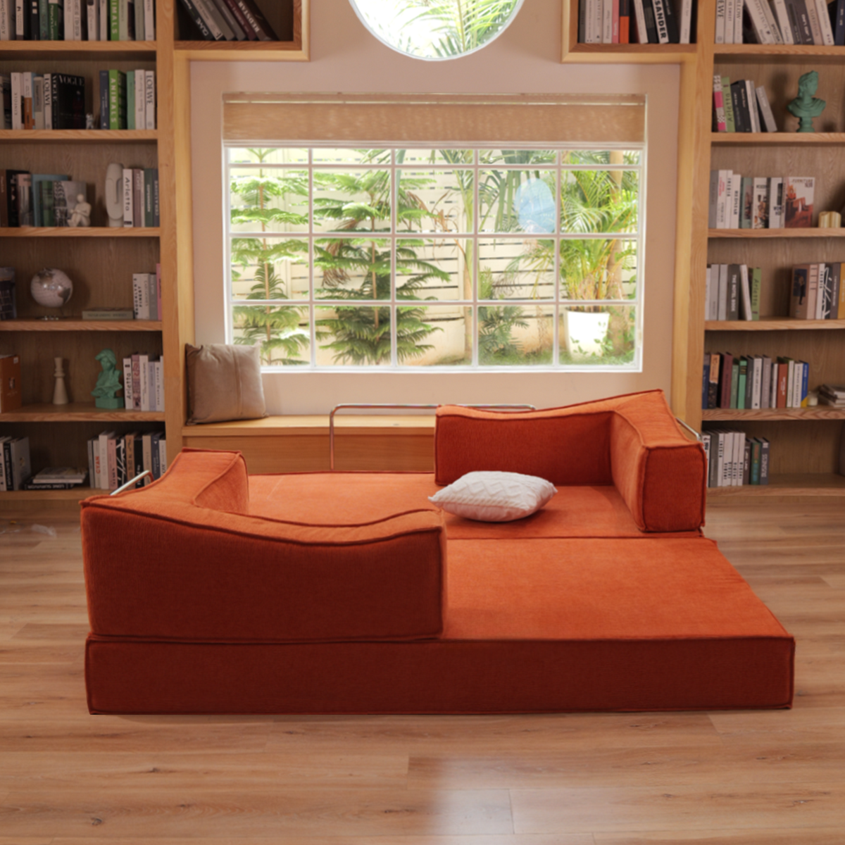 French Style Vivid Orange Free Modular Sofa Bed