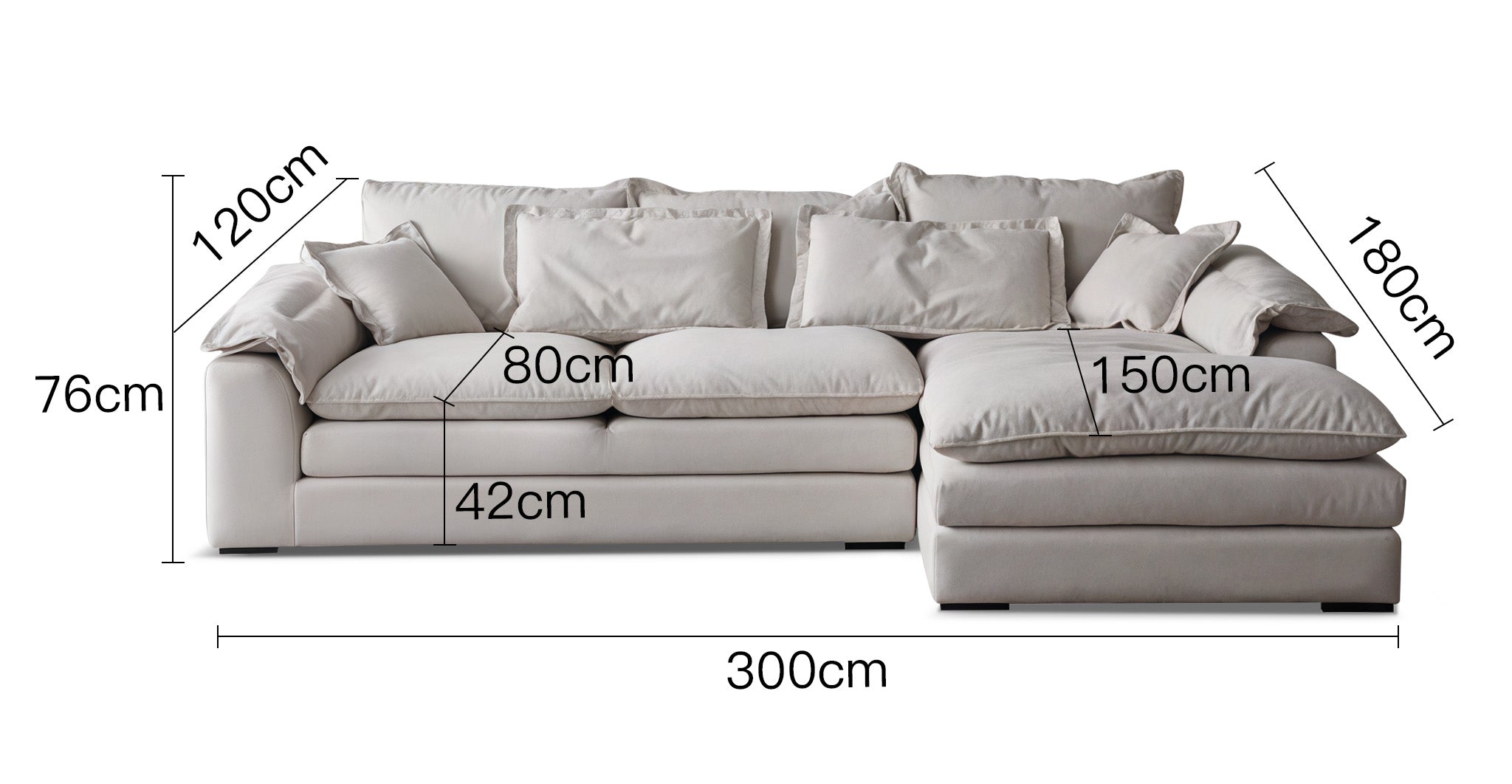 Anti-Cat Scratch Fabric Wide Seated Deep Detachable Corner Sofa