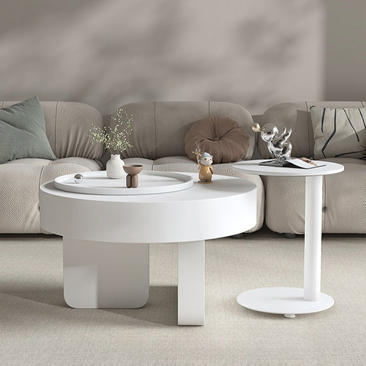 Minimalist Living Room Small Unit with Movable Rotating Coffee Table