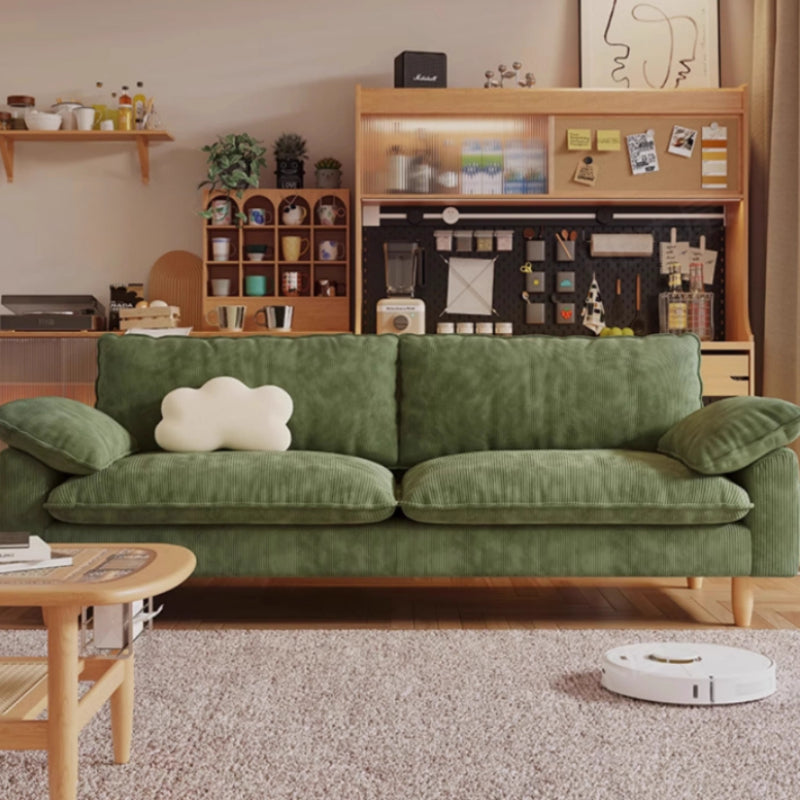 Retro Green Corduroy Upholstered Sofa