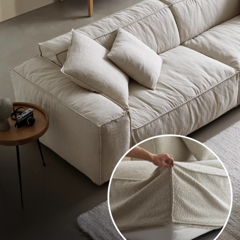 Elegant Linen Tofu Block Fabric Down Sofa