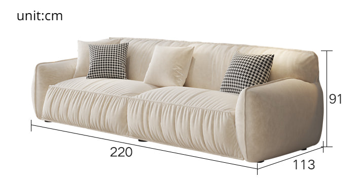 Creamy Padded Lint Sofa with Matching Footstool