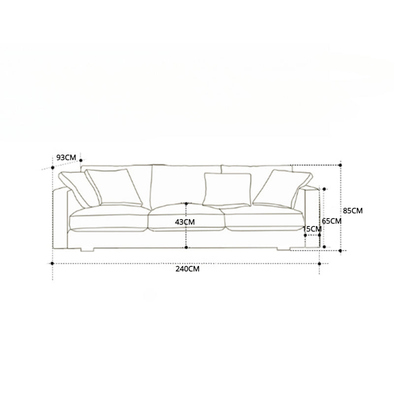 Contemporary Minimalist Three-Seater Fabric Sofa