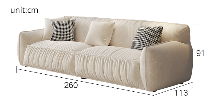 Creamy Padded Lint Sofa with Matching Footstool