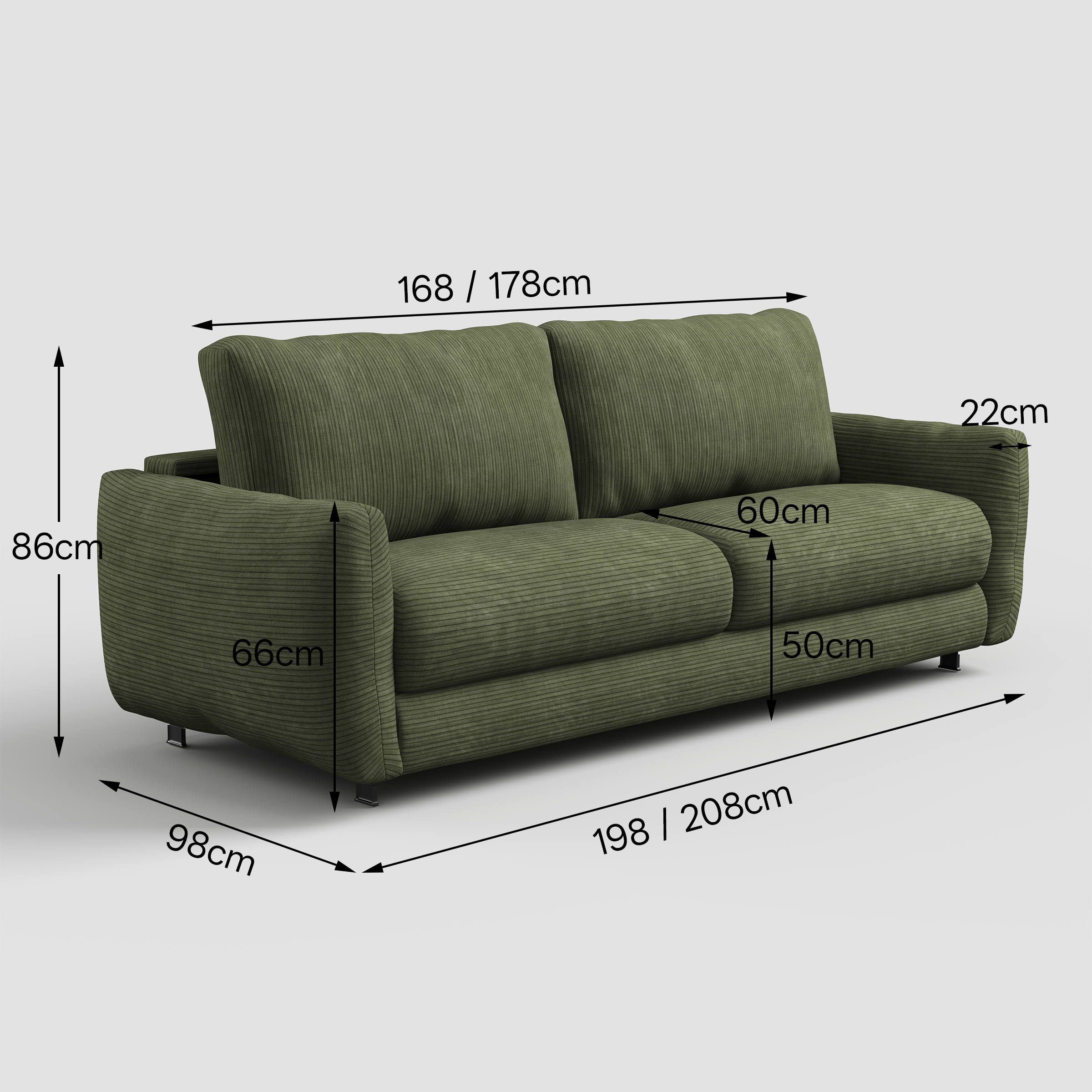 Small 2 Seater Sofa Bed Foldable Space Saving Sofa for UK Homes