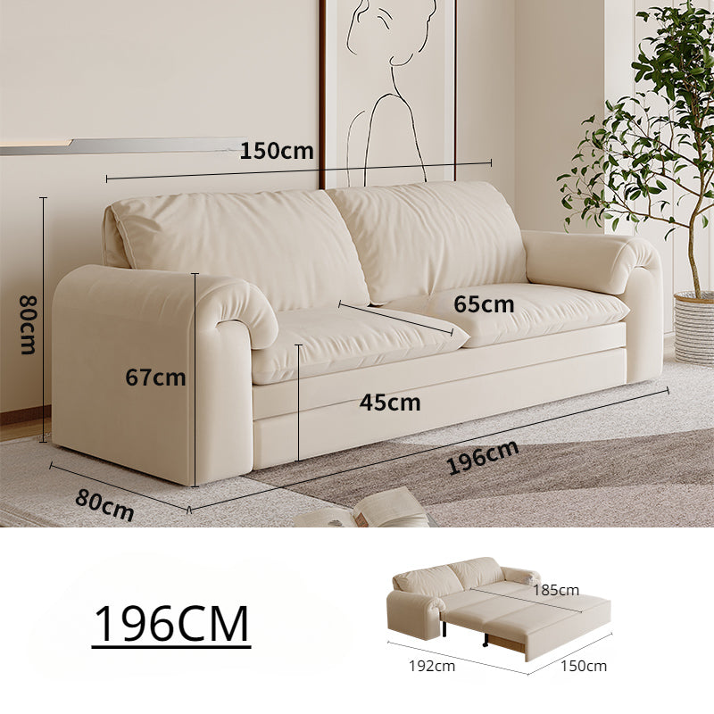 Cream Convertible Sleeper Sofa Bed with Drawers