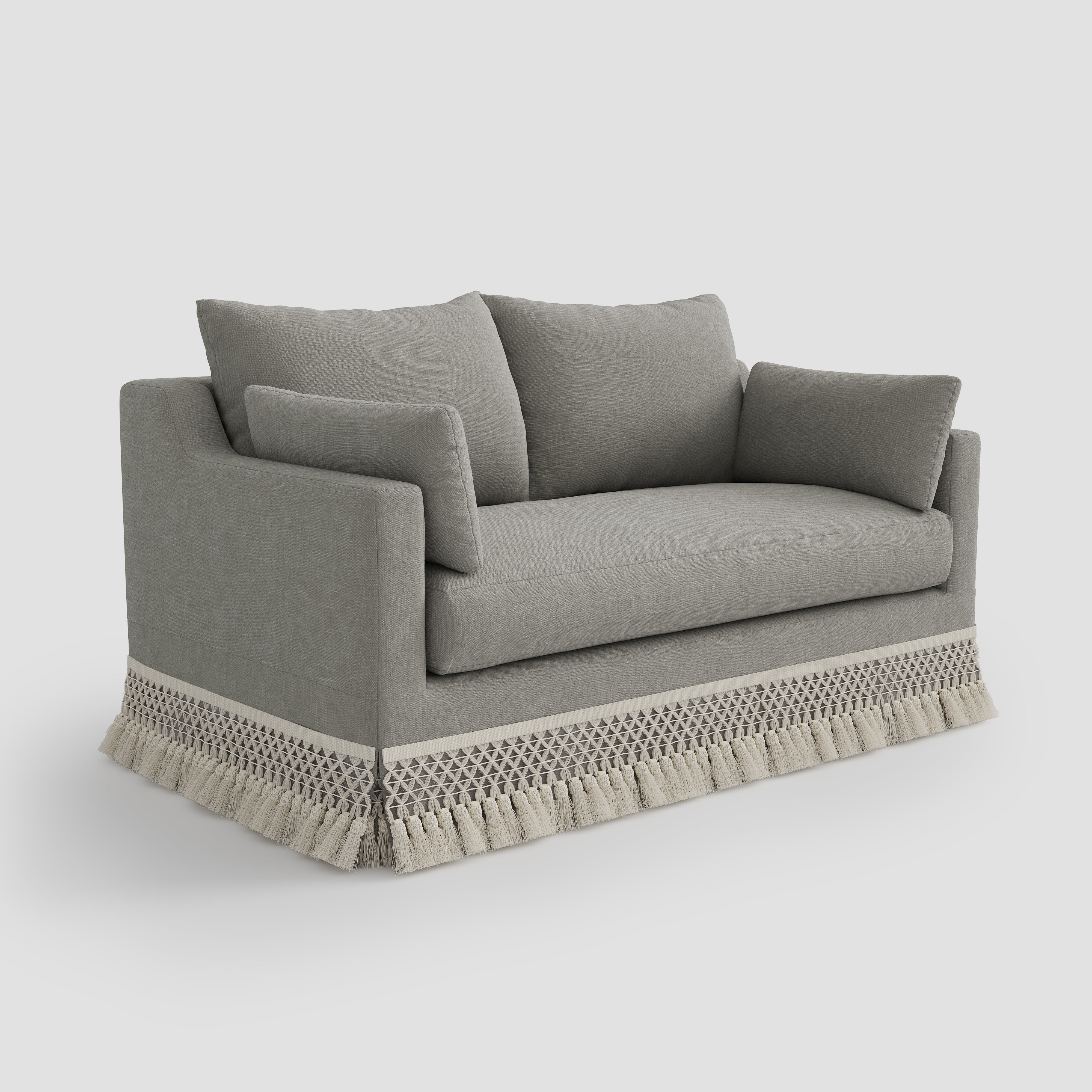 Cottonfy Cotton-Linen Washable Fringe 2 Seater Sofa
