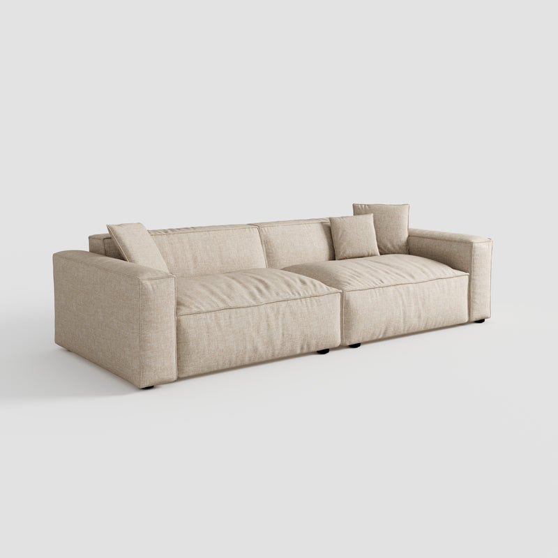 Elegant Tofu Block Linen Modular Cloud Sofa Down Filled Sectional