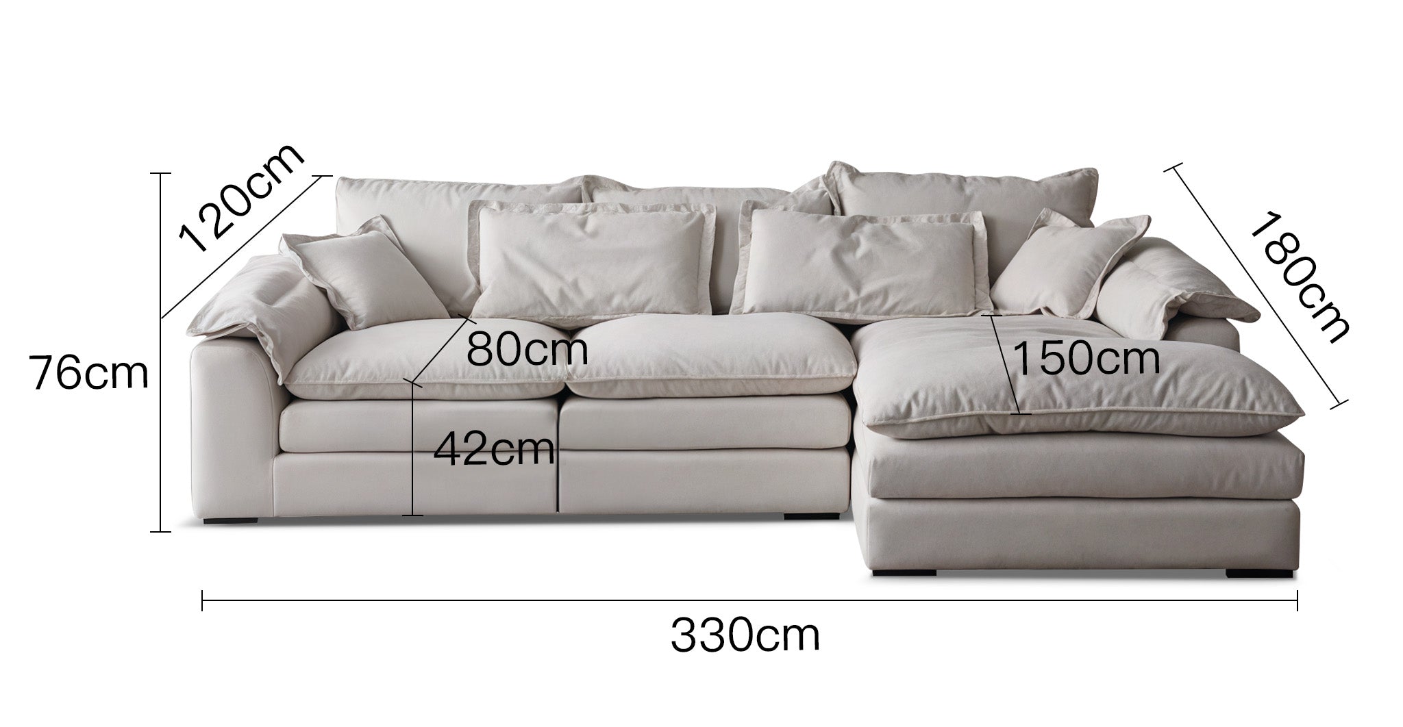 Anti-Cat Scratch Fabric Wide Seated Deep Detachable Corner Sofa