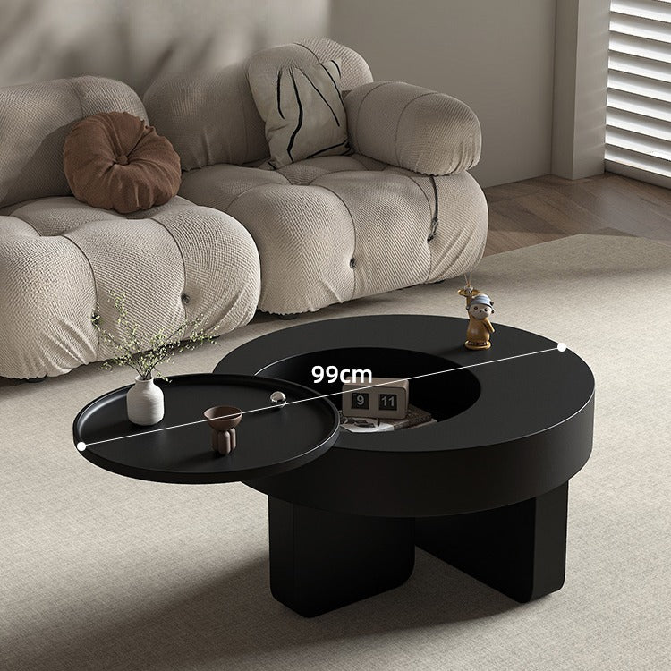 Minimalist Living Room Small Unit with Movable Rotating Coffee Table