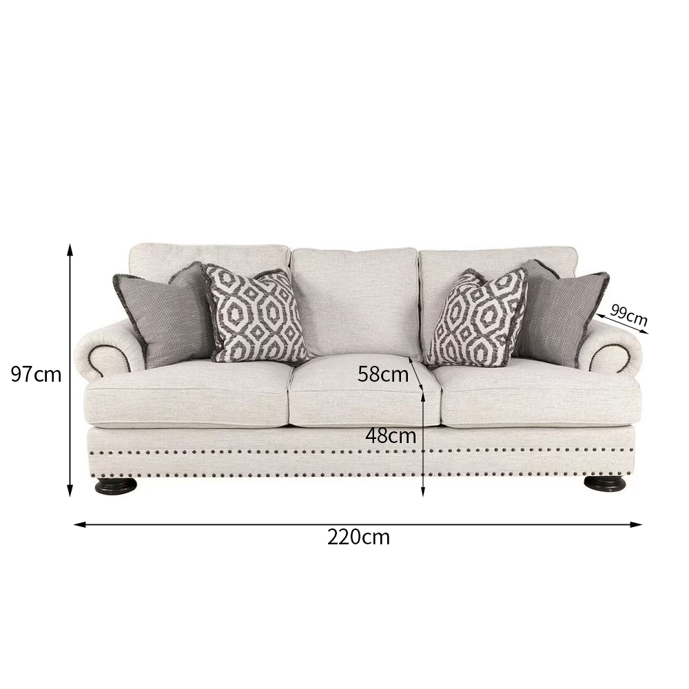 Kensington Chesterfield High-Seat Sofa with 4 Accent Pillows