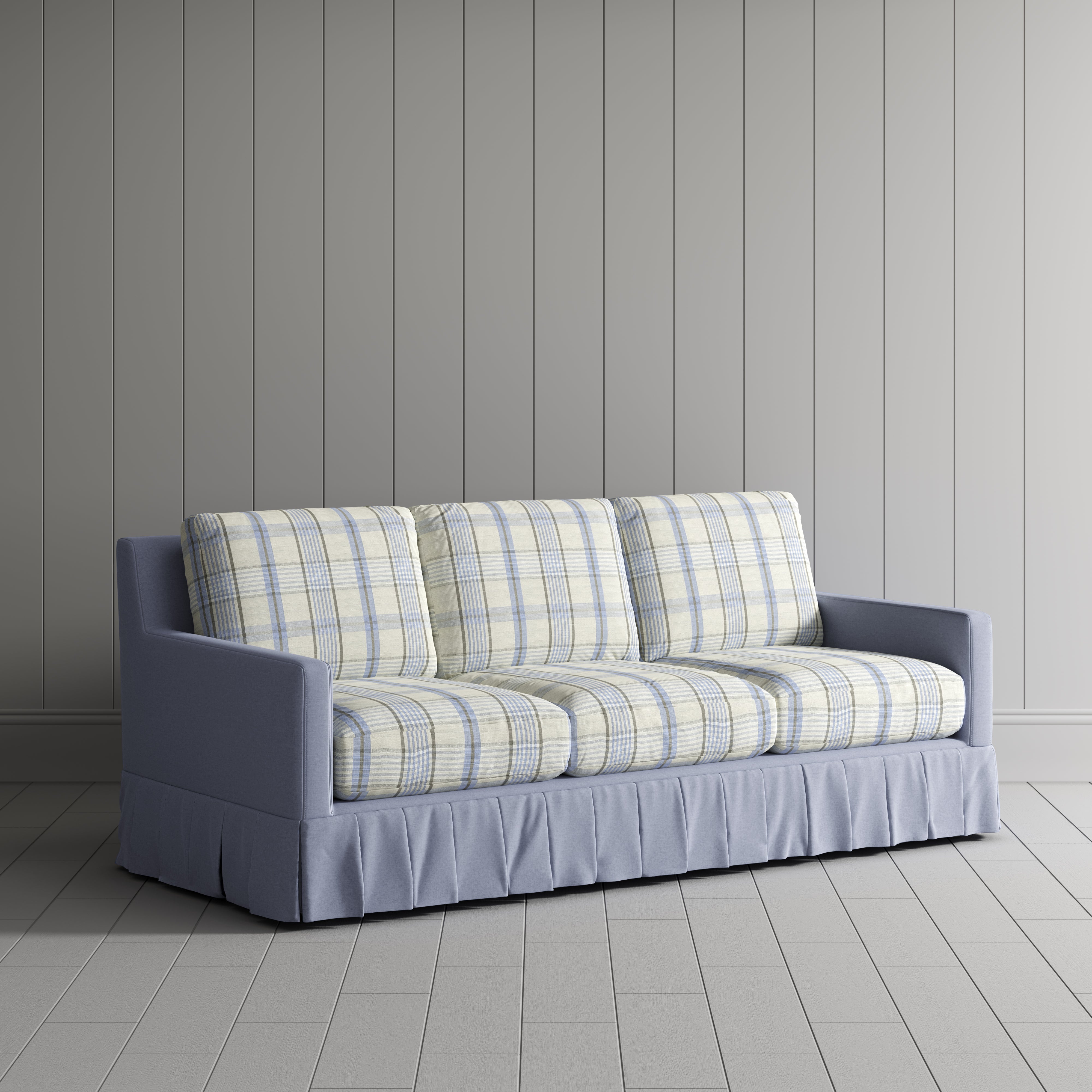 Cottonfy Country Check Sofa with Removable Skirted Covers