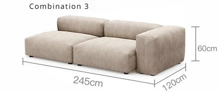 Corduroy Modular Wide Seat Chaise Sofa Block