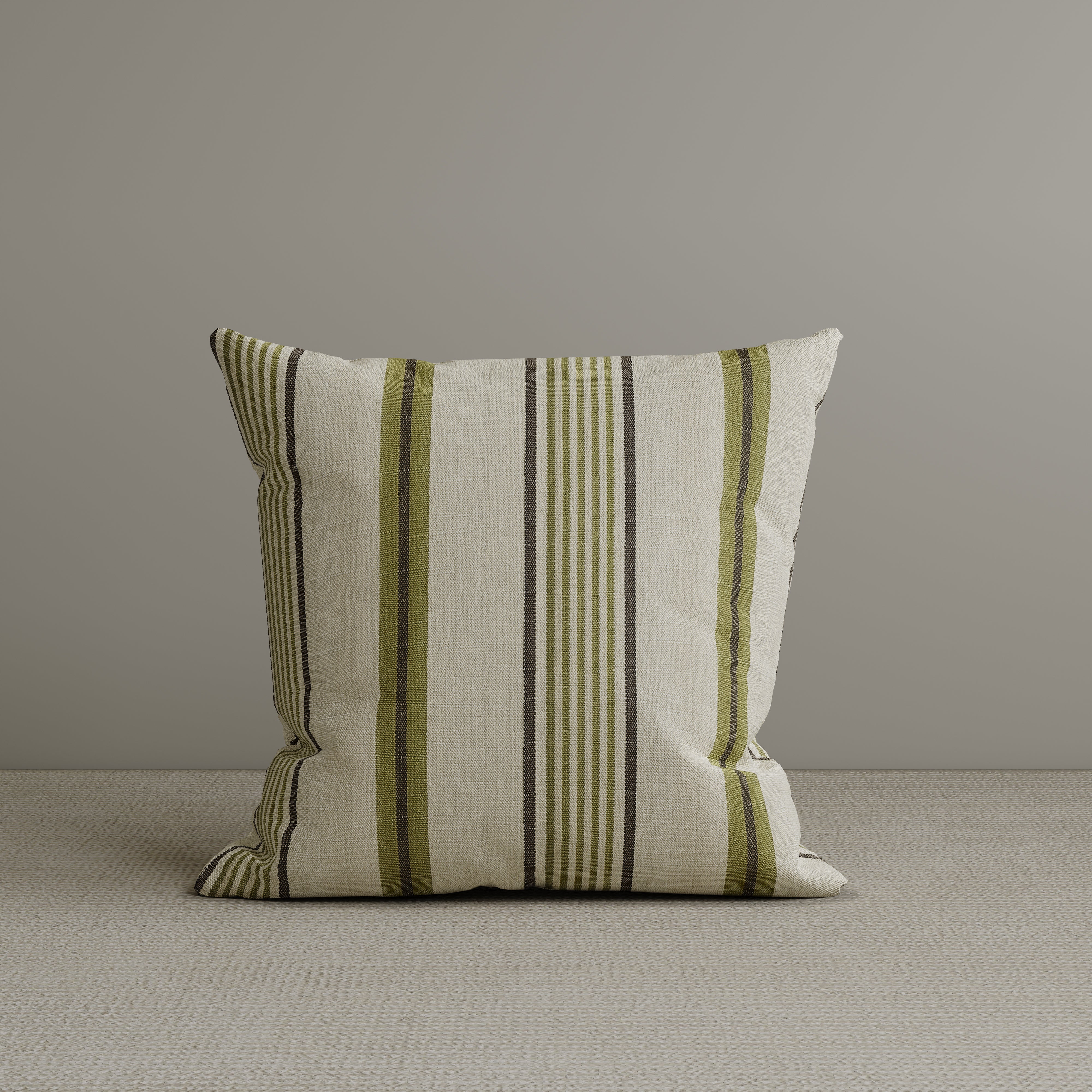 Square Exclusive Design Cushion in Green Striped Cotton Linen, 50*50CM
