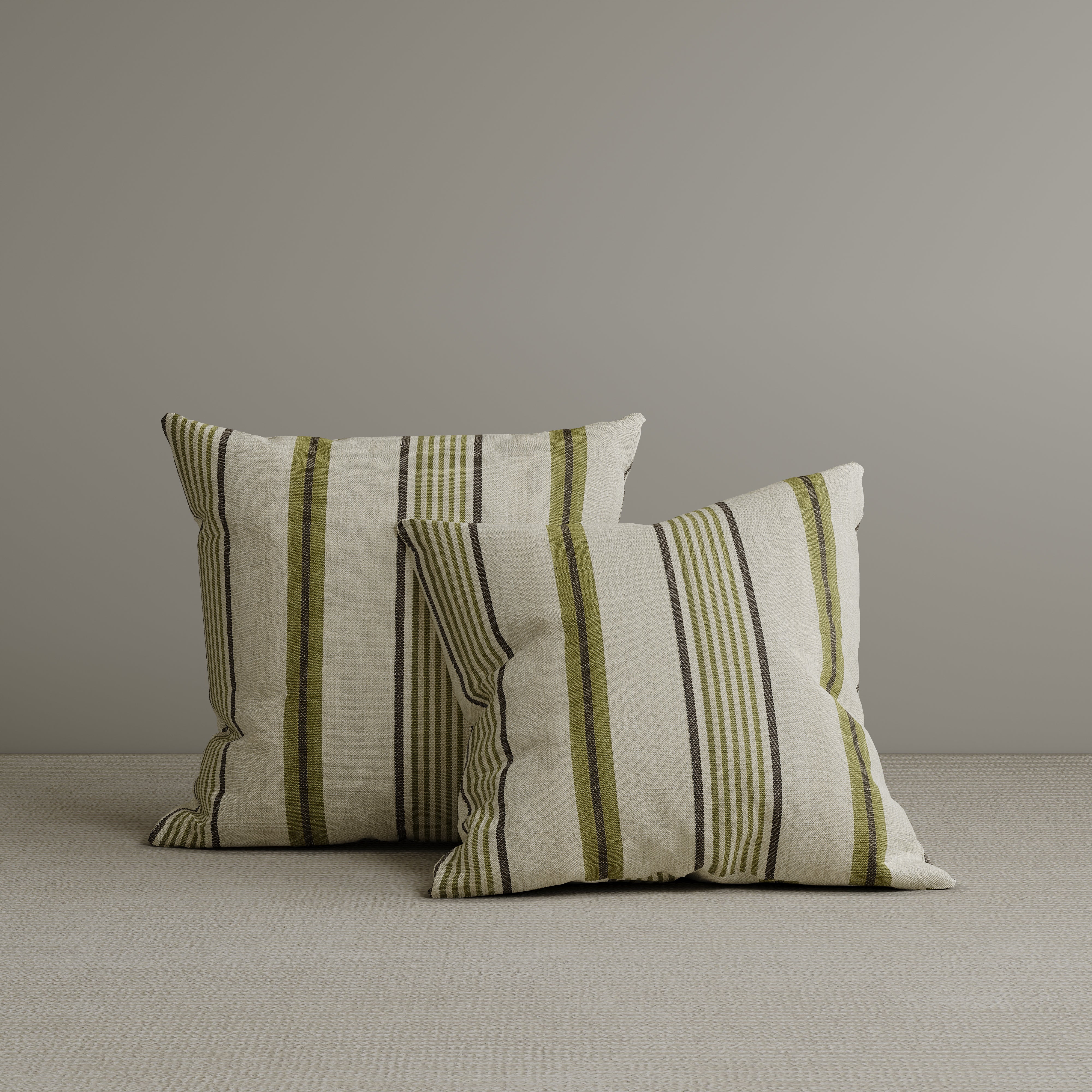 Square Exclusive Design Cushion in Green Striped Cotton Linen, 50*50CM