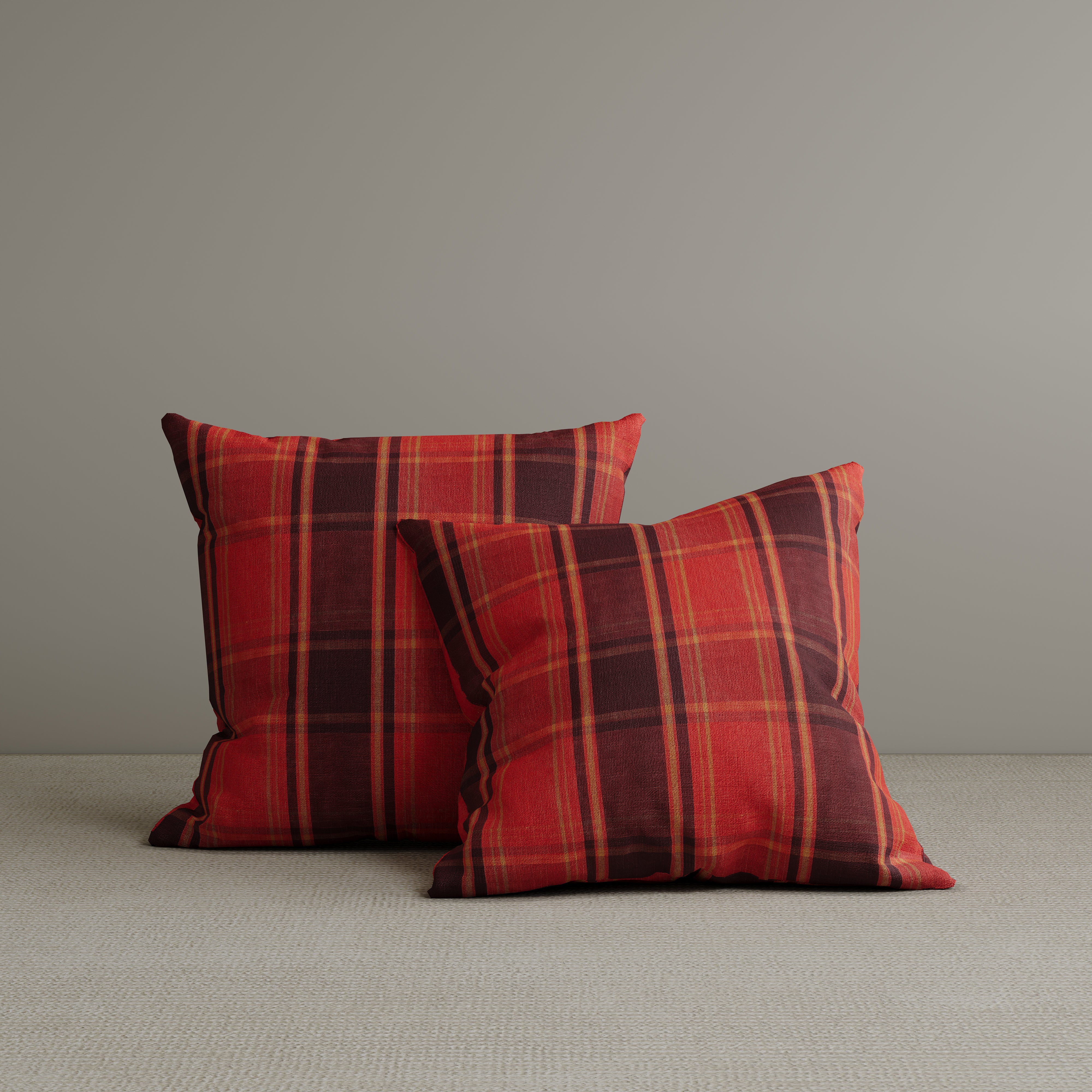 Square Exclusive Design Cushion in Autumn Spice Plaid Cotton Linen, 45*45CM