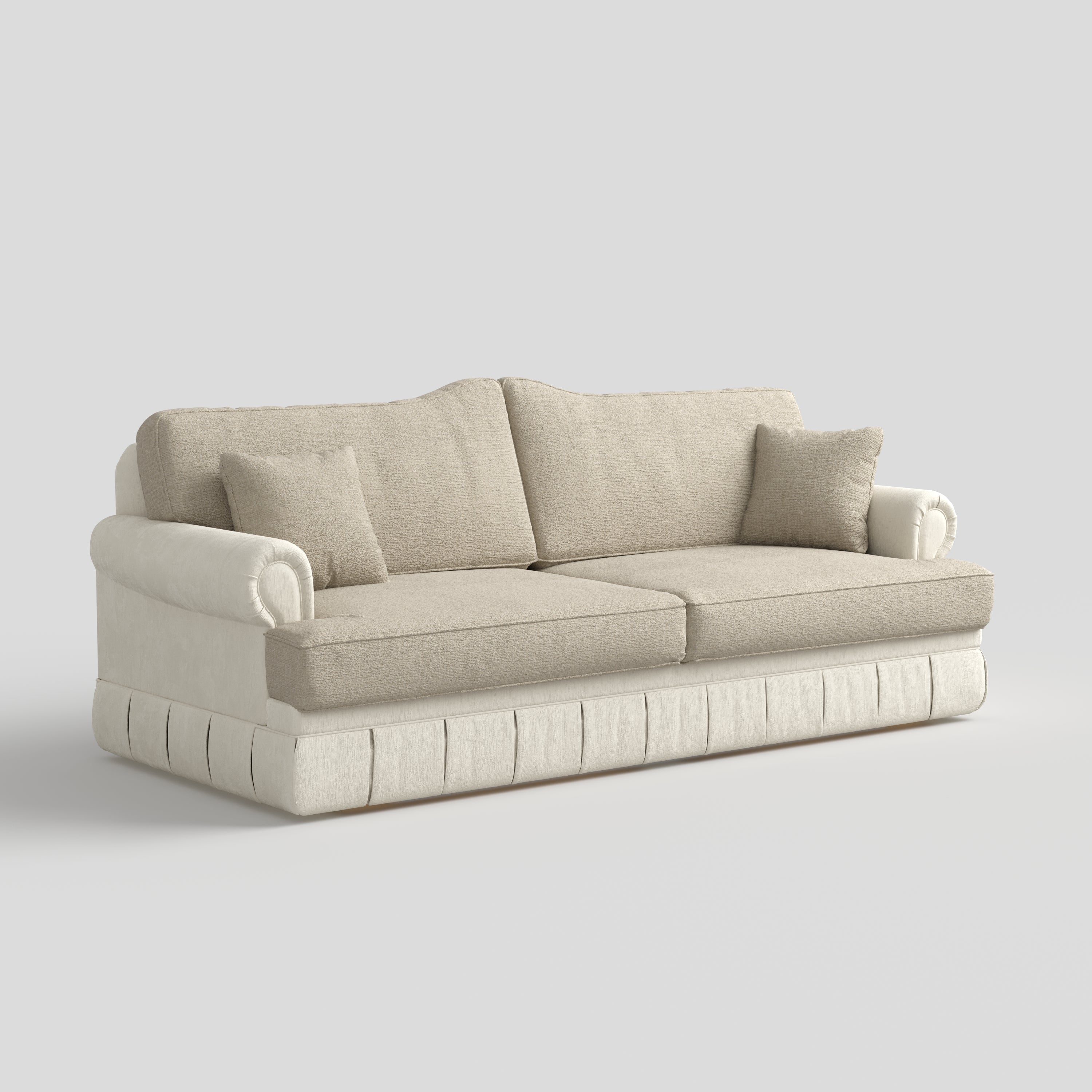 Cottonfy Heritage Plaid Skirted Sofa with Concealed Storage Drawers