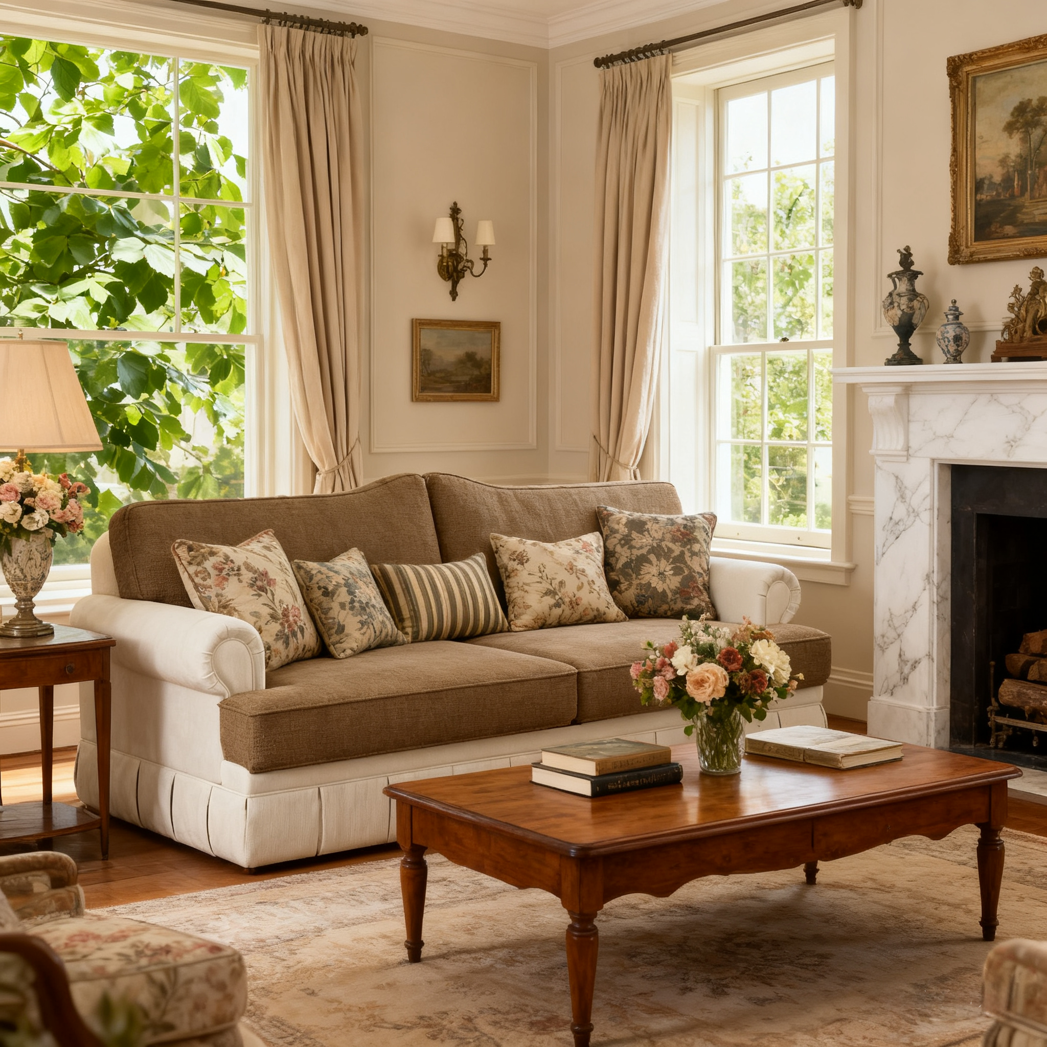 Cottonfy Heritage Plaid Skirted Sofa with Concealed Storage Drawers