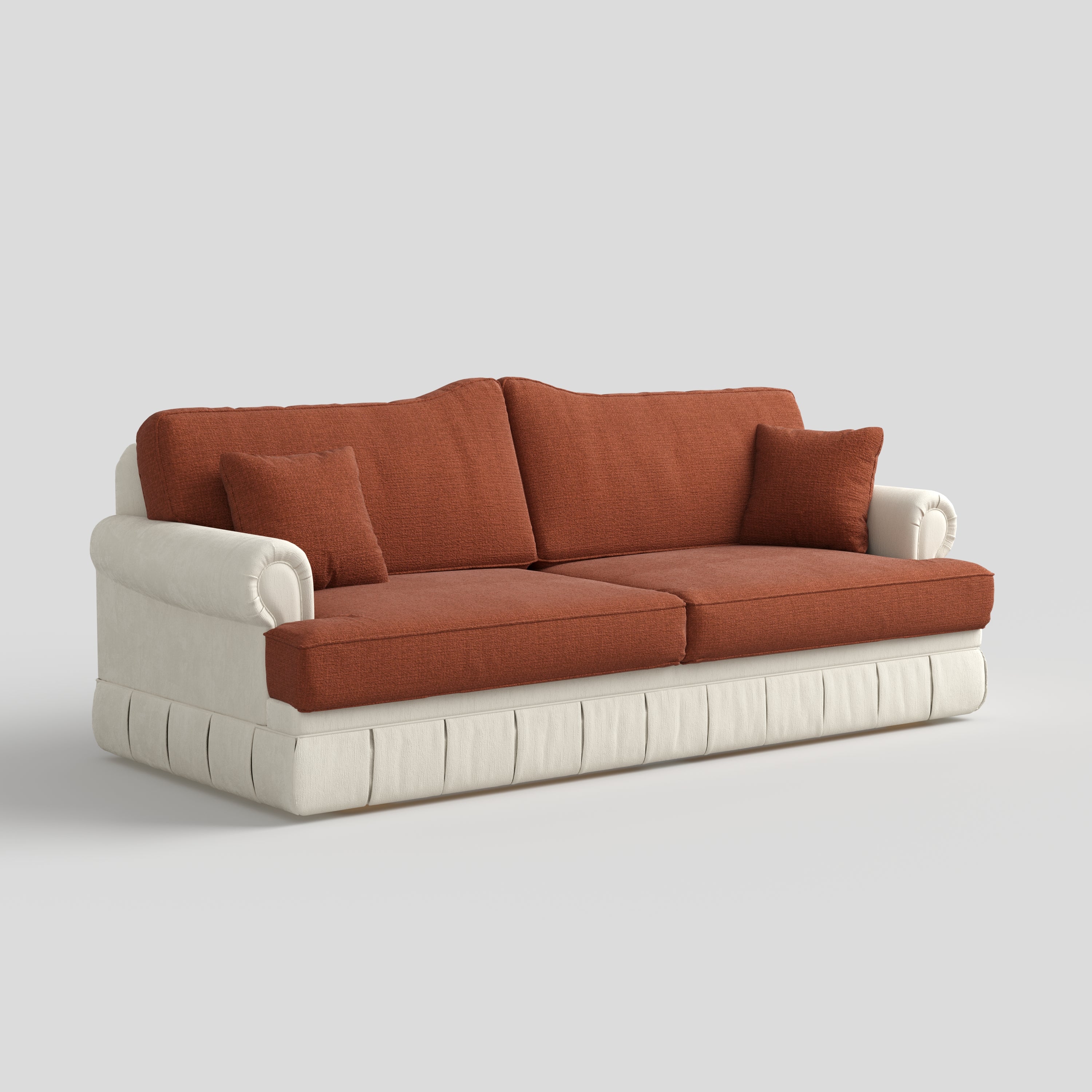 Cottonfy Heritage Plaid Skirted Sofa with Concealed Storage Drawers