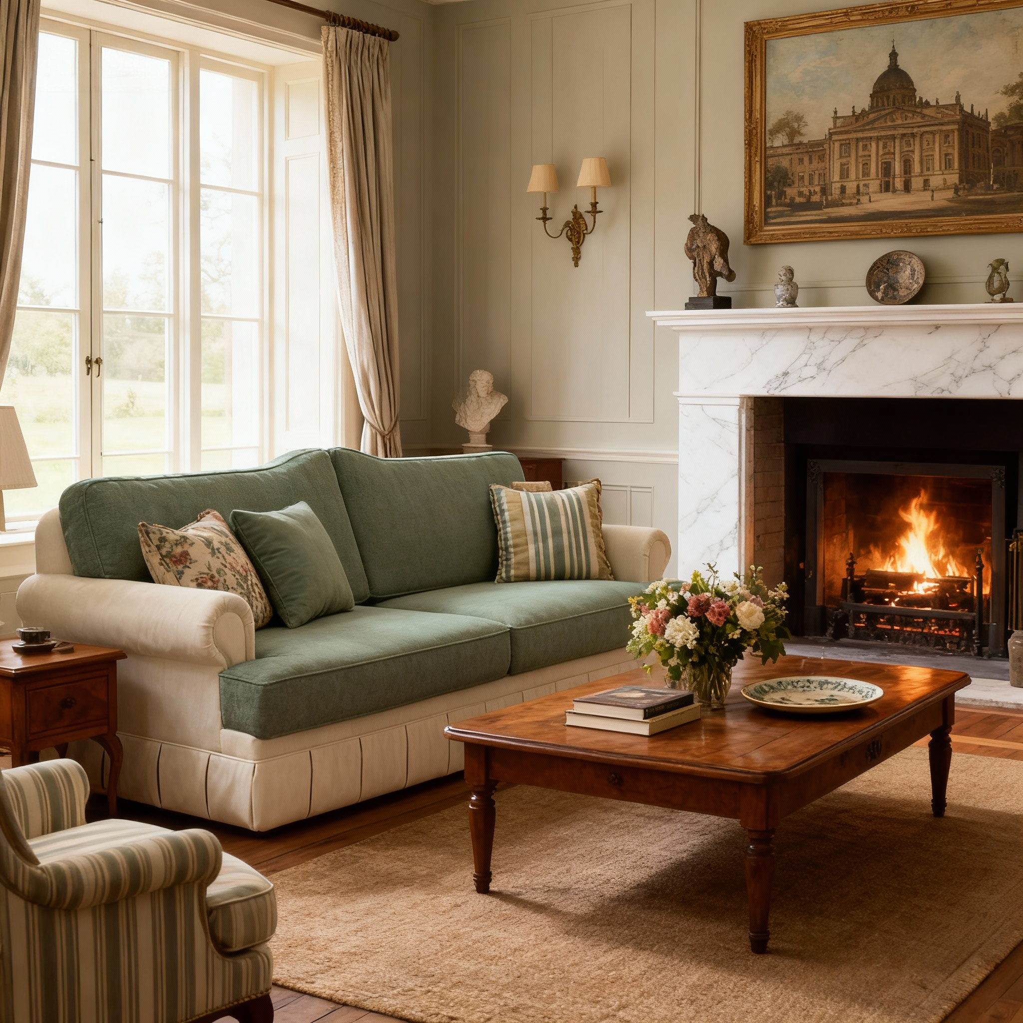 Cottonfy Heritage Plaid Skirted Sofa with Concealed Storage Drawers