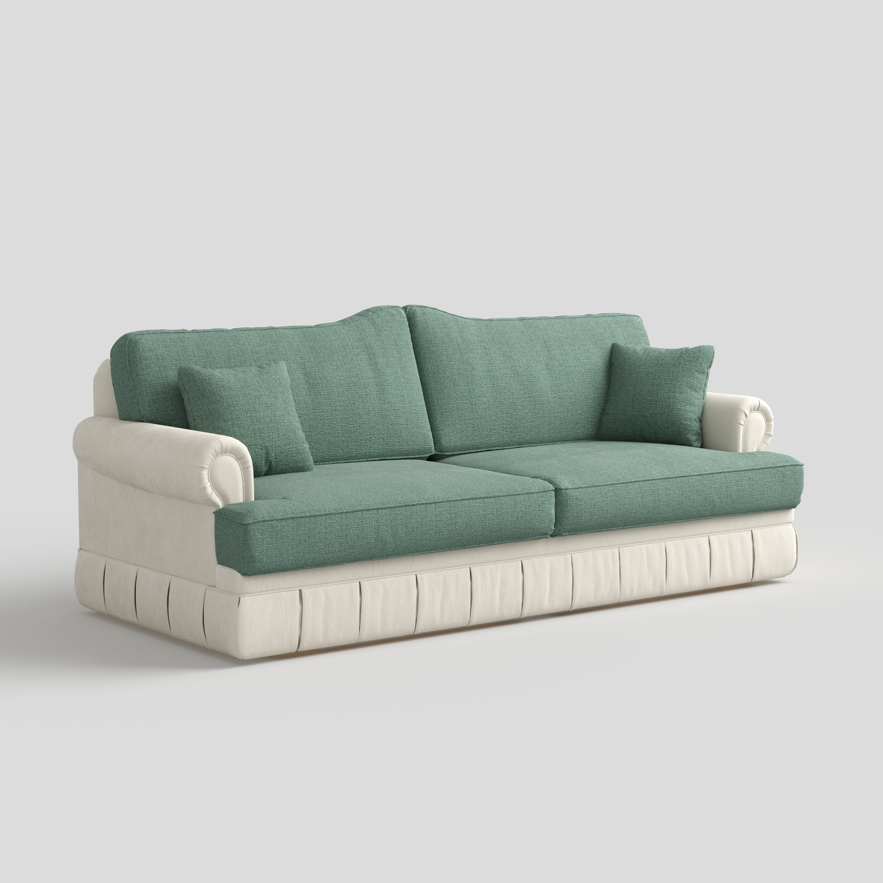 Cottonfy Heritage Plaid Skirted Sofa with Concealed Storage Drawers