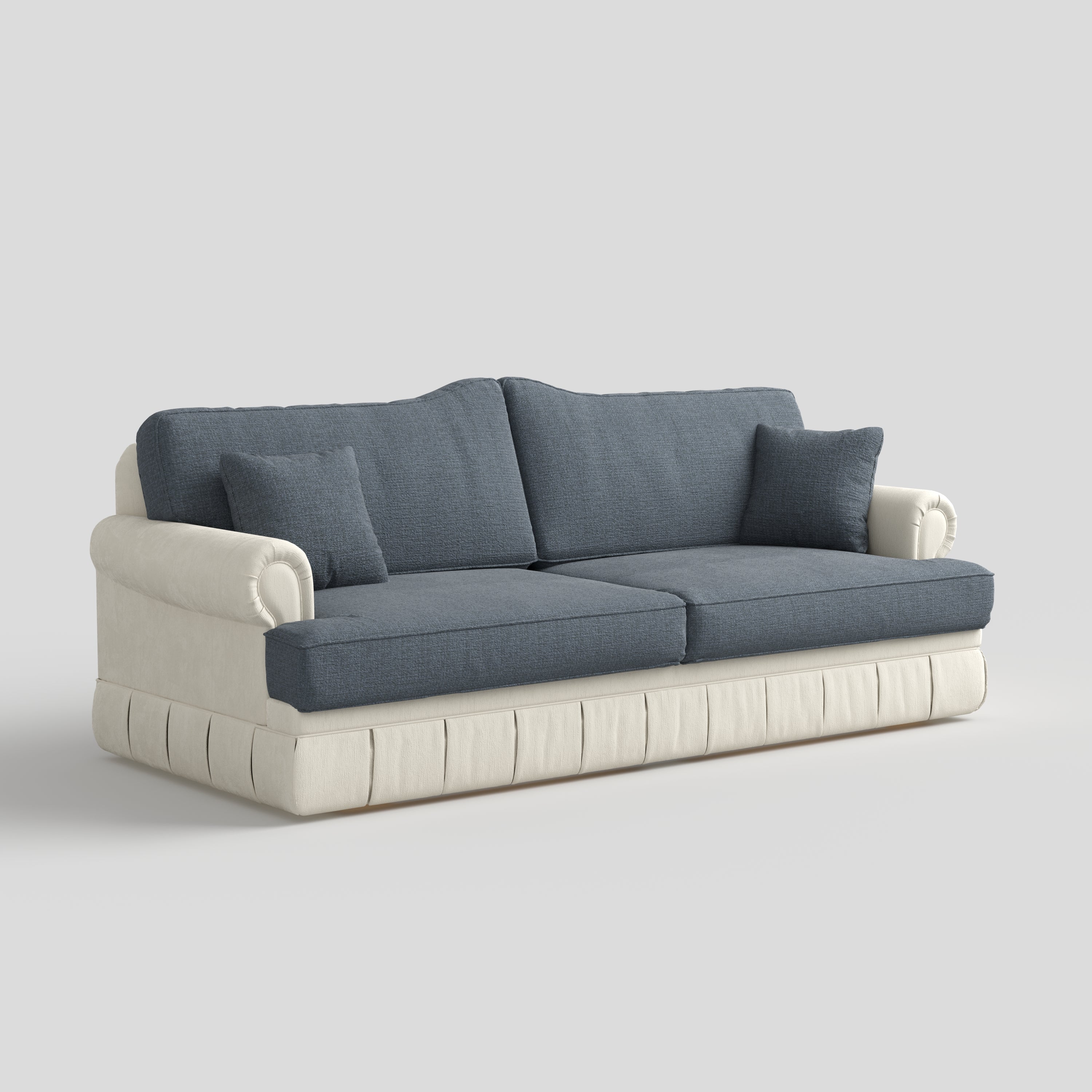 Cottonfy Heritage Plaid Skirted Sofa with Concealed Storage Drawers