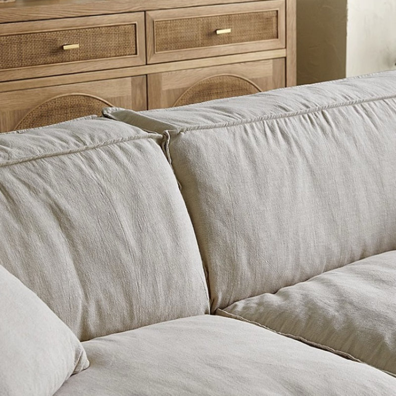 Elegant Linen Tofu Block Fabric Down Sofa