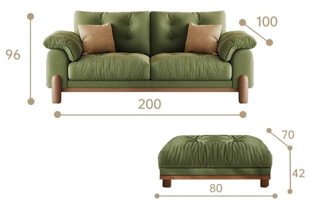 Nordic Fabric Living Room Green Solid Wood Corner Sofa