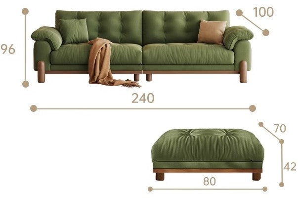 Nordic Fabric Living Room Green Solid Wood Corner Sofa