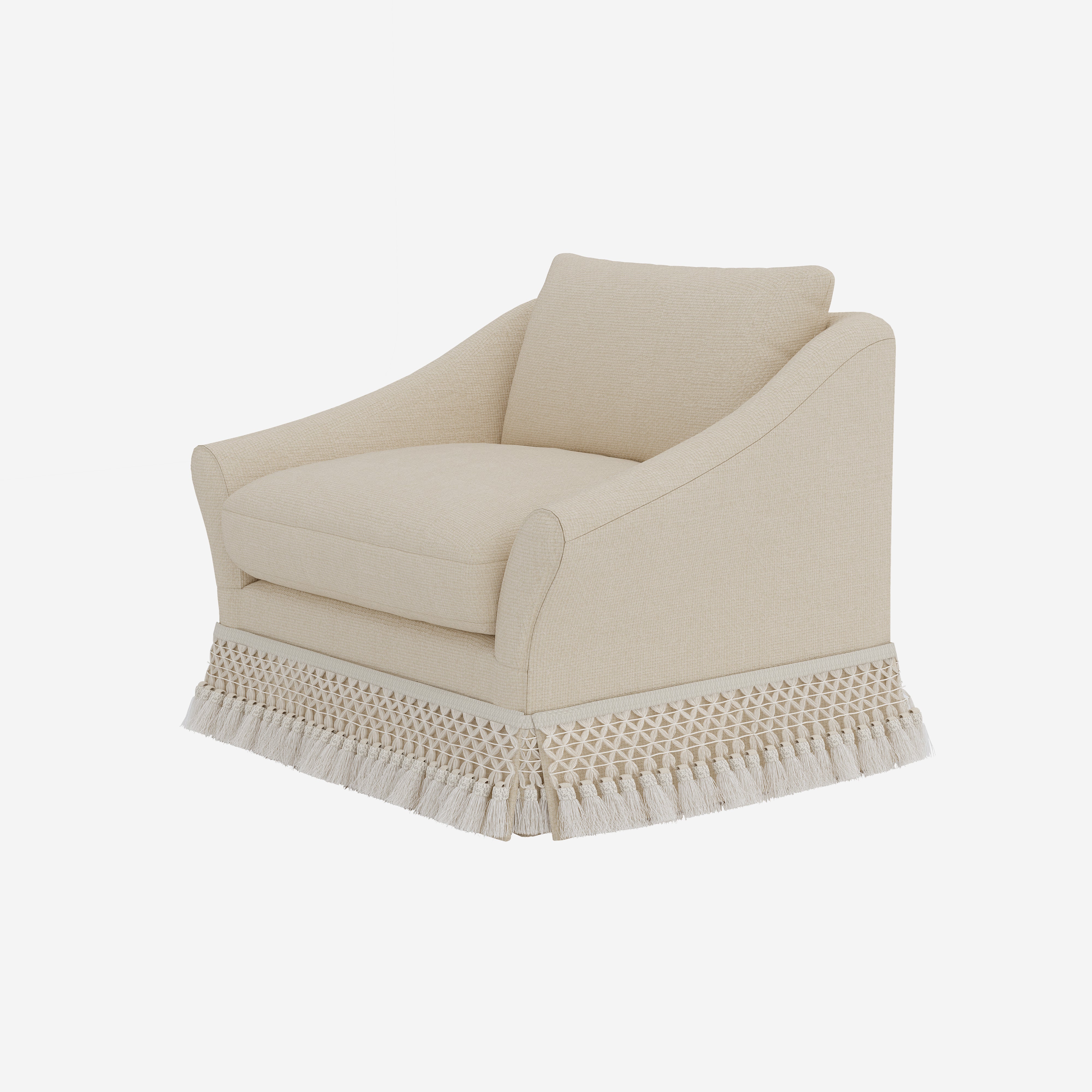 Cottonfy Slipcover Linen Armchair with Fringe