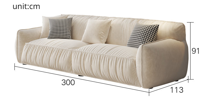 Creamy Padded Lint Sofa with Matching Footstool