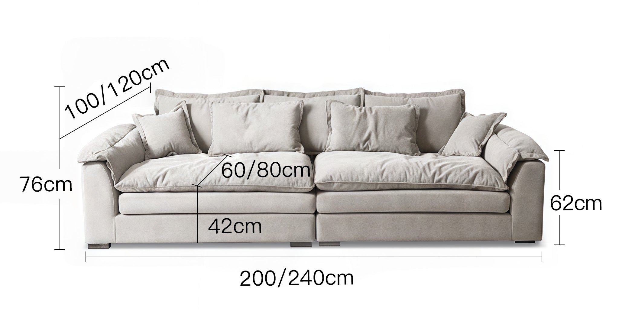 Anti-Cat Scratch Fabric Wide Seated Deep Detachable Corner Sofa
