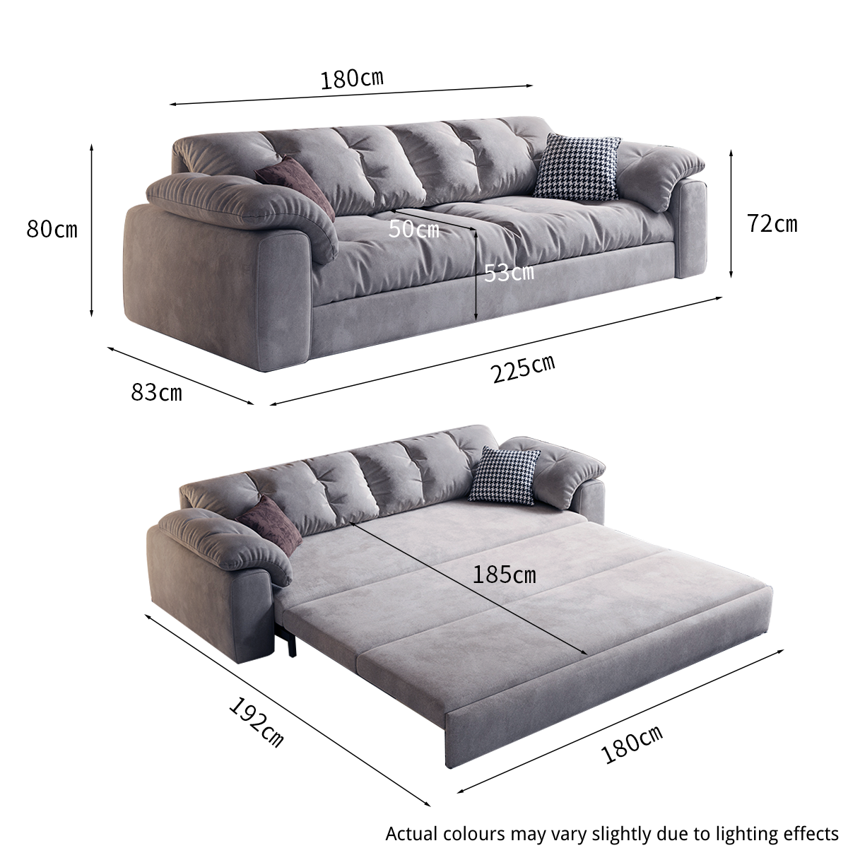 Multifunctional Sleeper 3 Seater Sofa Bed with Storage Space