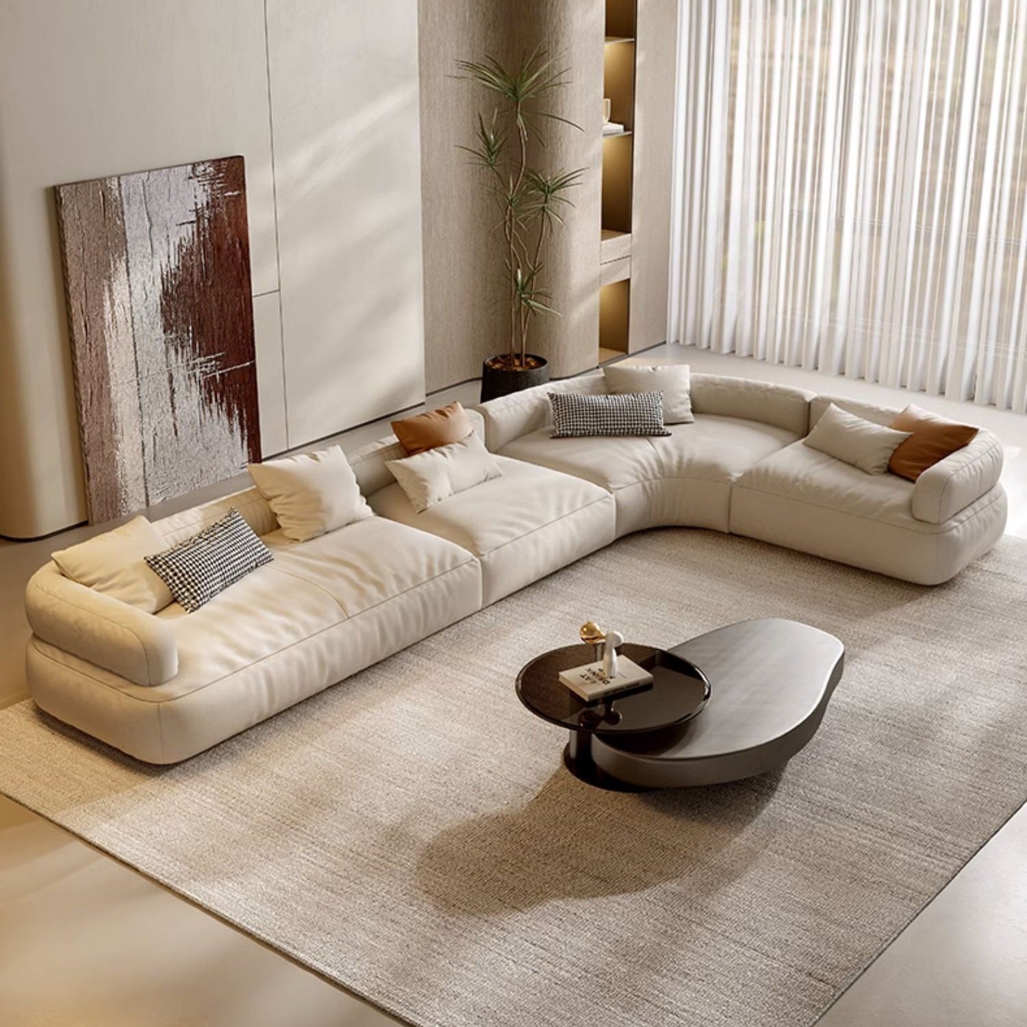 Cream Large Corner Freestyle Modular Minimalist Sofa