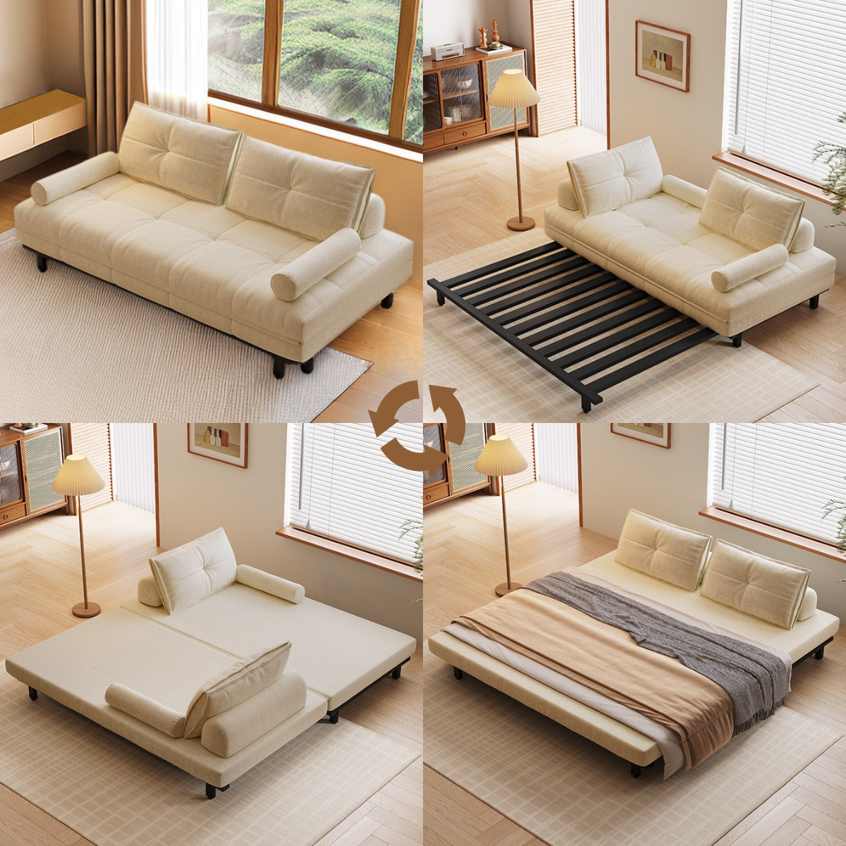 Multi-functional Foldable Telescopic Cotton Simple Sofa Bed 150CM