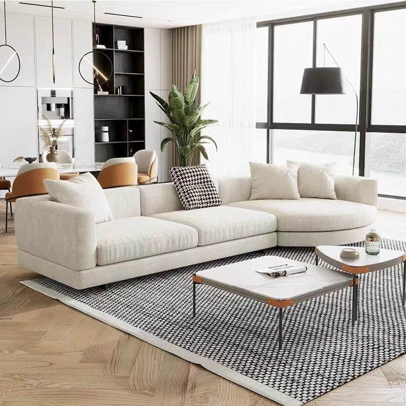 Minimalist Creamy Flannel Creative Corner Sofa