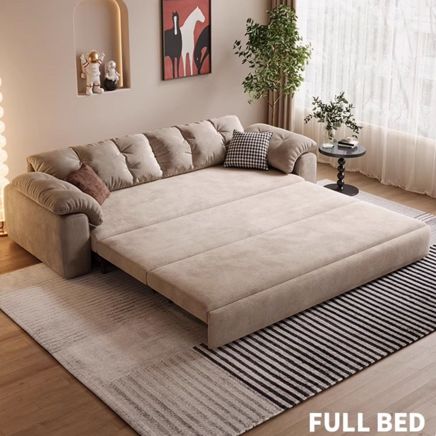 Multifunctional Sleeper 3 Seater Sofa Bed with Storage Space