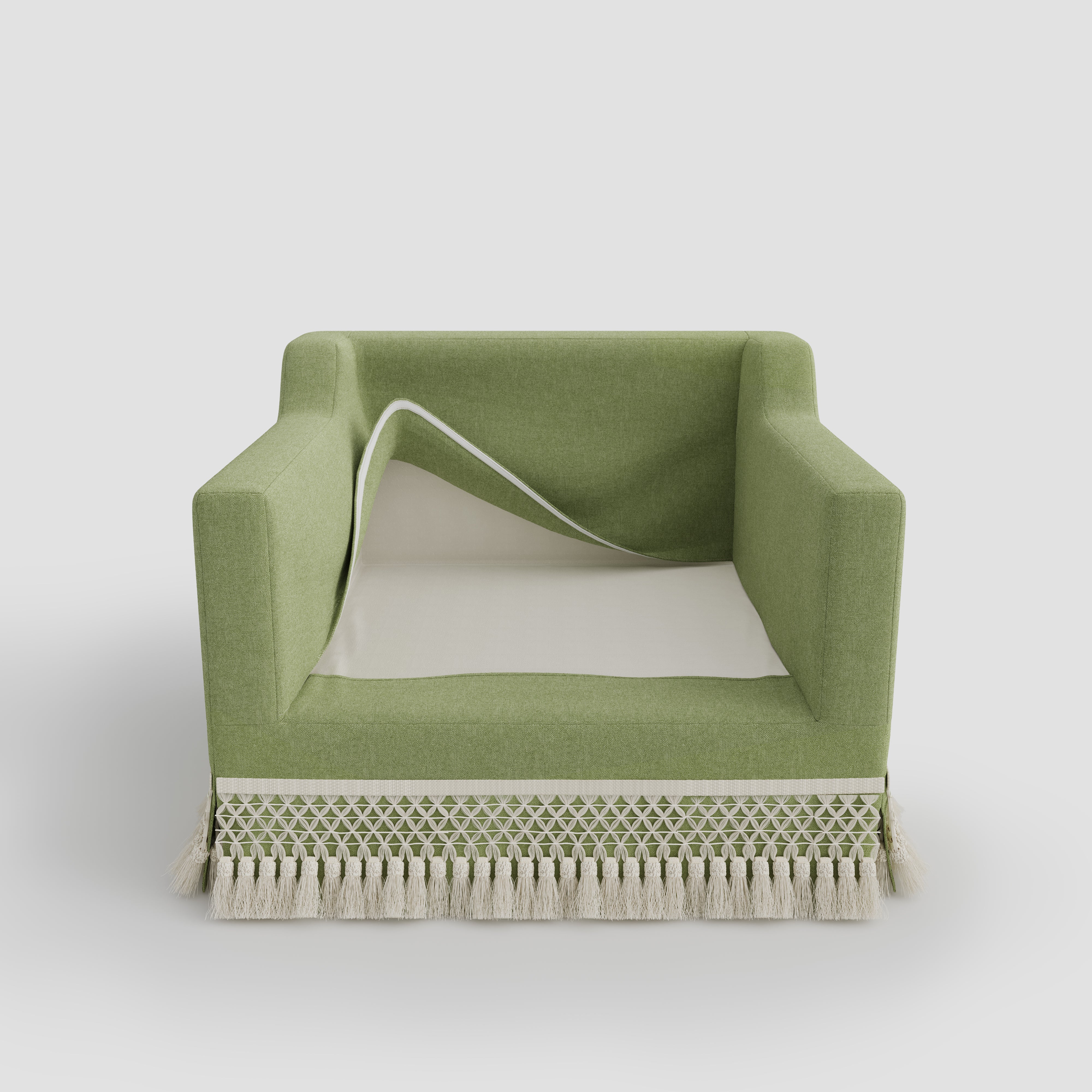 Cottonfy Cotton-Linen Washable Fringe 2 Seater Sofa