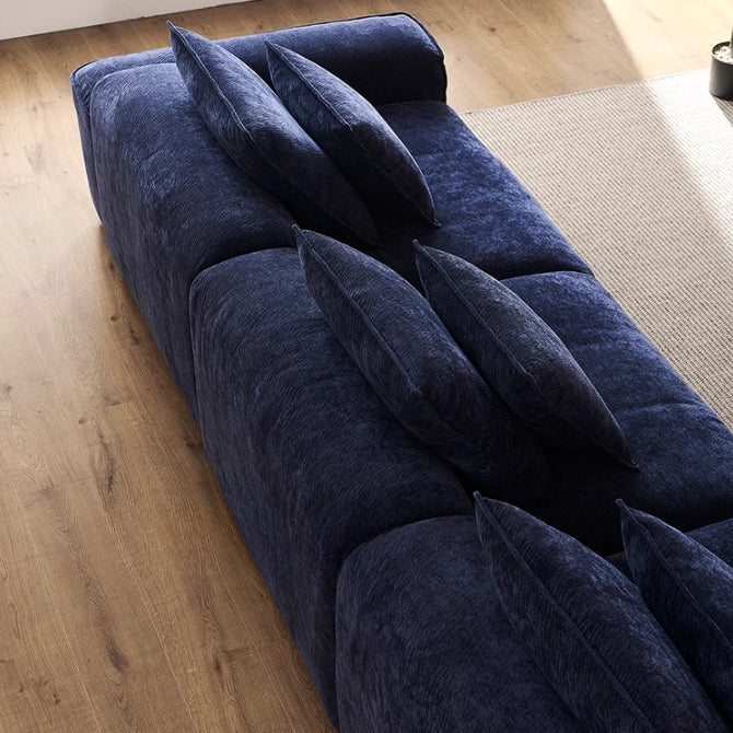 Tofu Block Vintage Chenille Fabric Sofa Stain Resistant Navy Blue