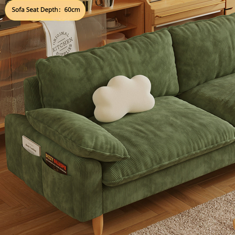 Retro Green Corduroy Upholstered Sofa