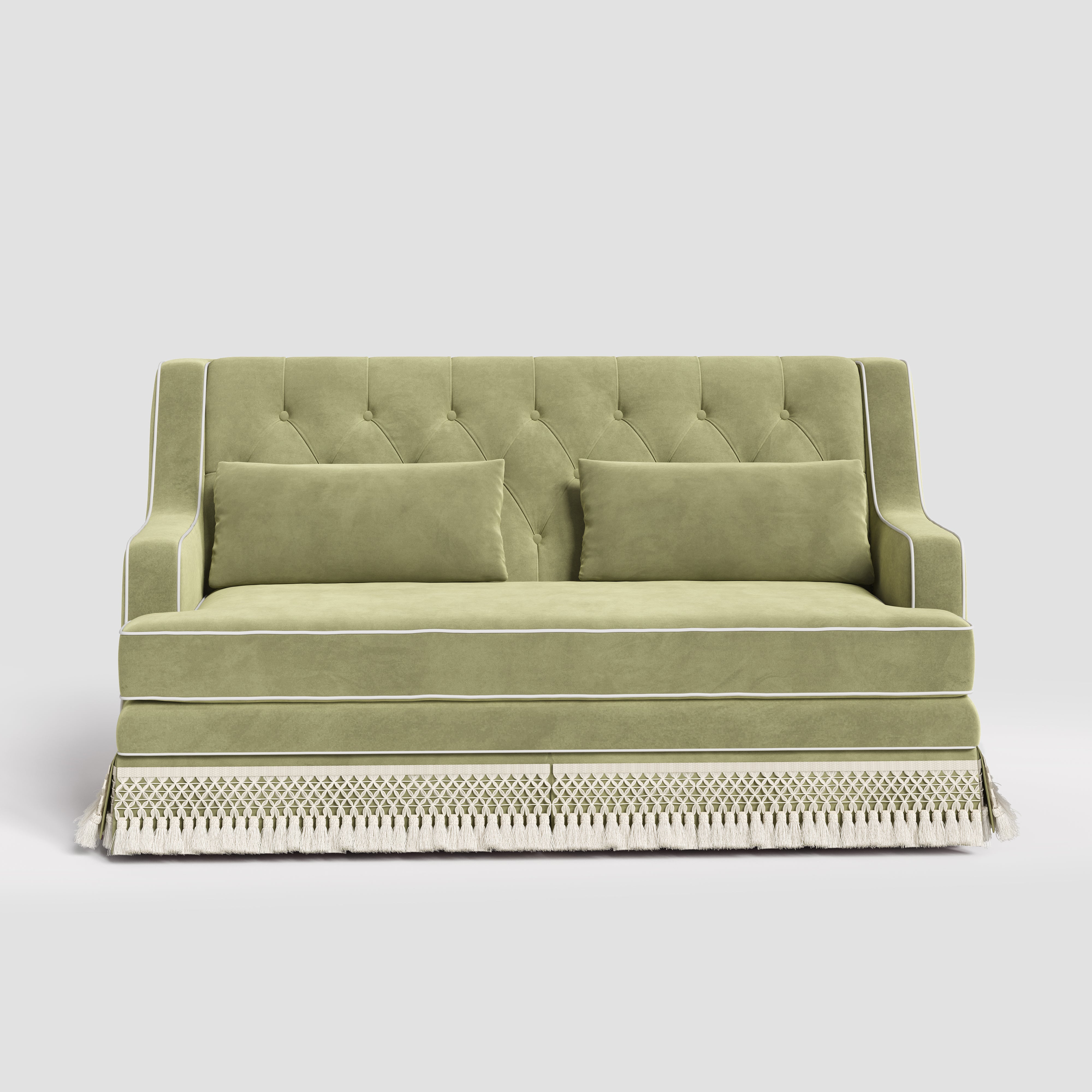 Cottonfy Country Fringe Skirt Sofa for Relaxed Home Living