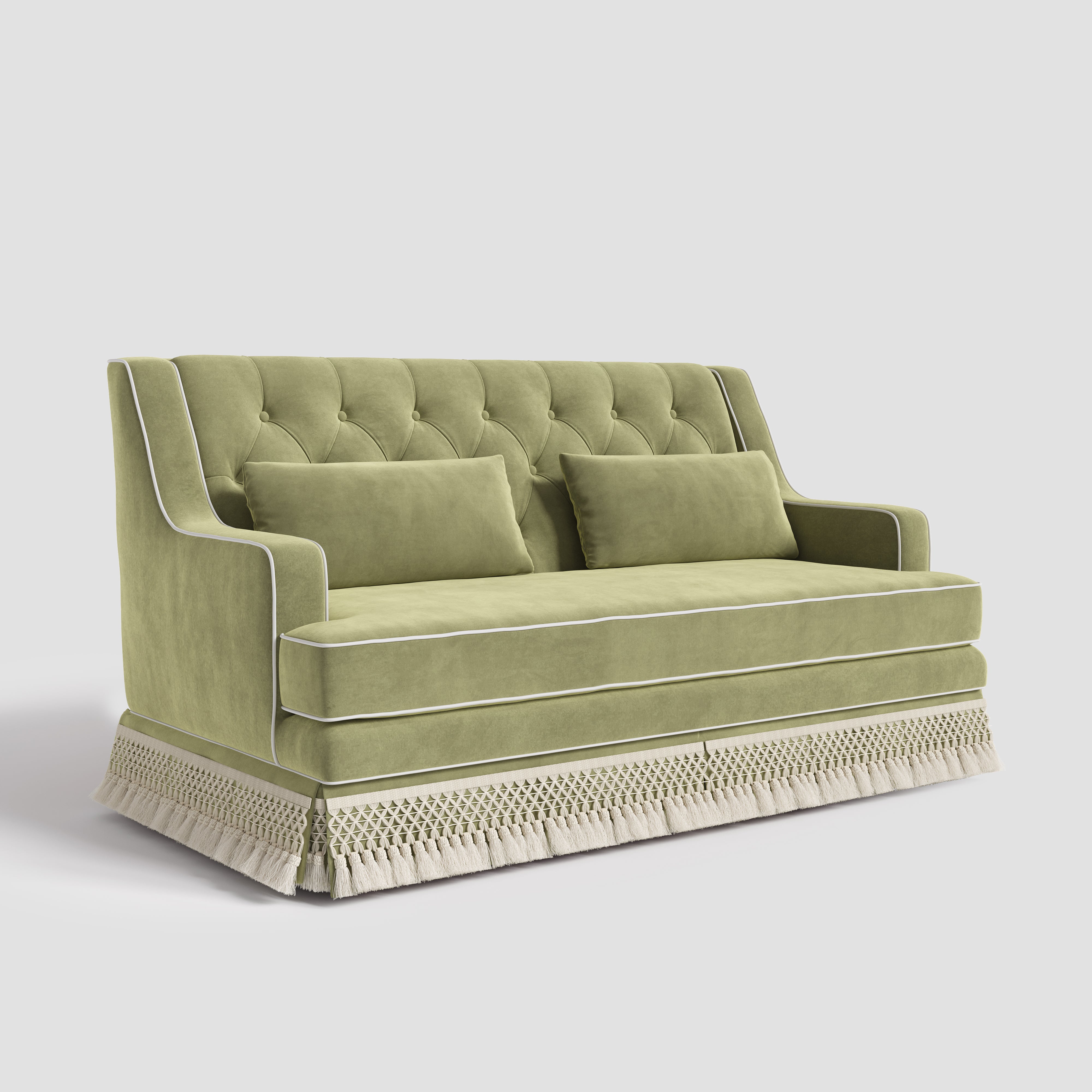 Cottonfy Country Fringe Skirt Sofa for Relaxed Home Living