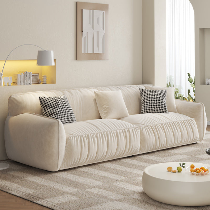 Creamy Padded Lint Sofa with Matching Footstool